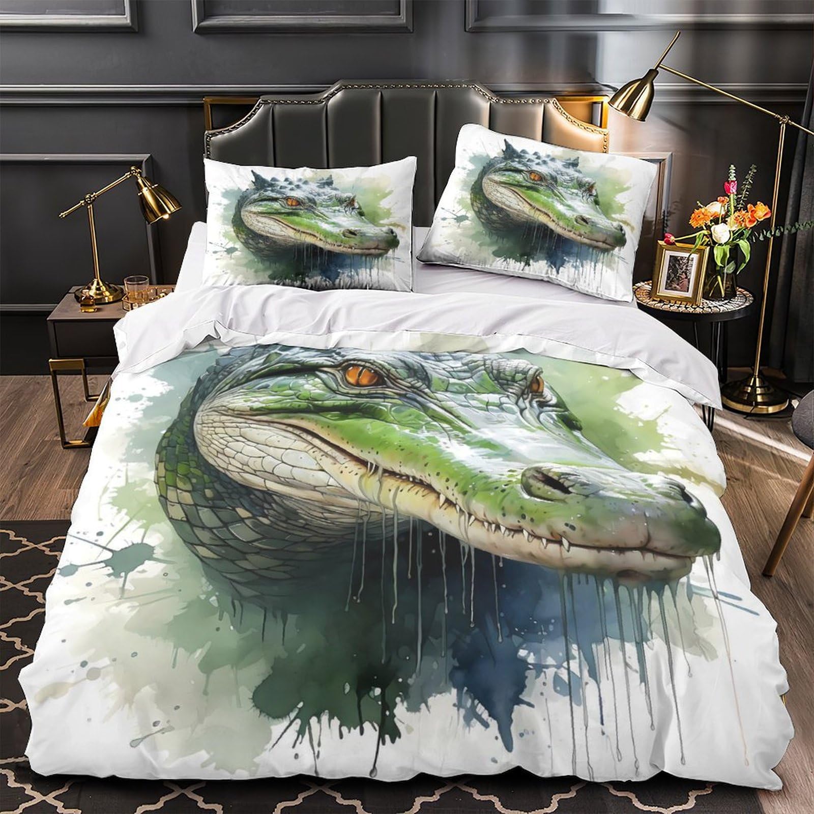 Parure de lit crocodile 140x200 cm en microfibre haut de gamme résistante et douce