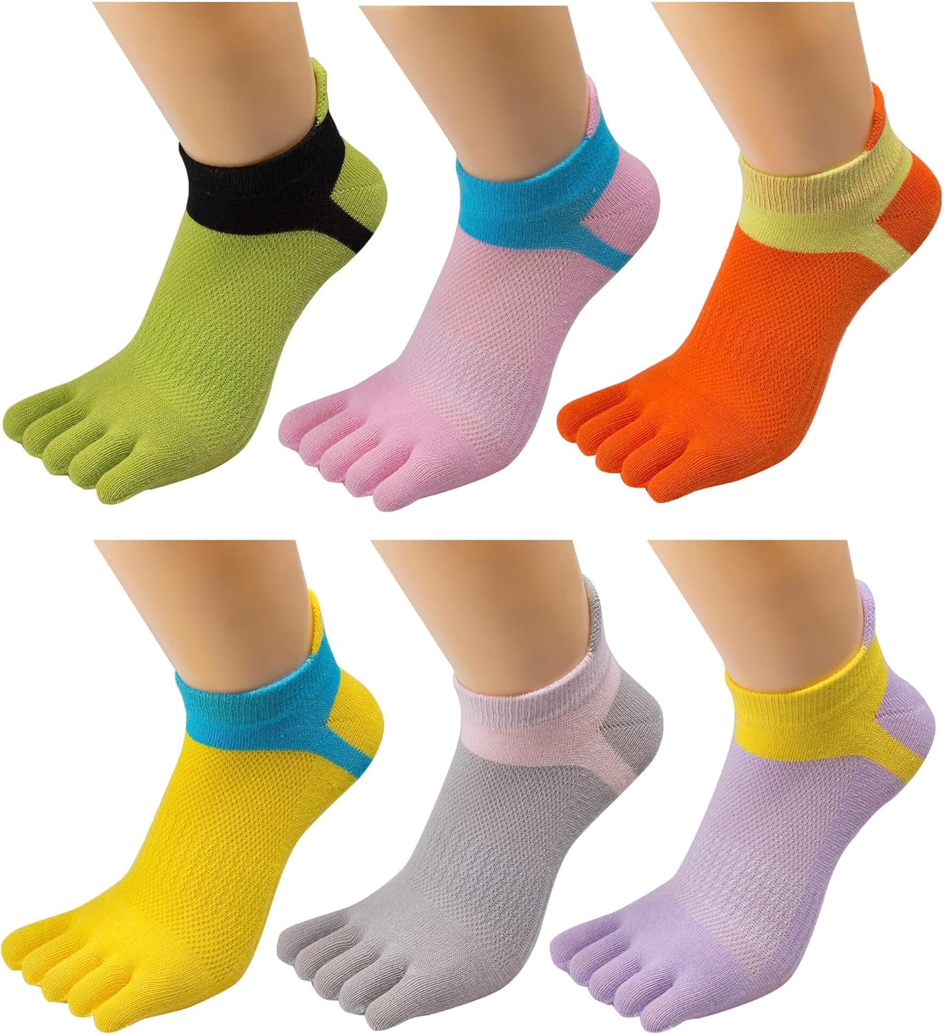 Women's Low Cut Toe Socks Ankle Cotton Running Socks(Pack of 5/6)