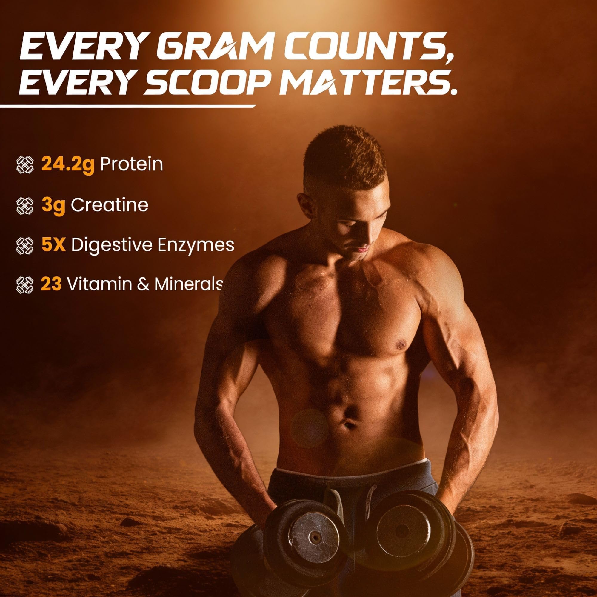 OSOAA Impact Whey Protein 1kg -Double Rich Chocolate | Isolate & Concentrate | 24g Protein & 3g Creatine with 5X Digestive Enzymes | Trustified Certified & NABL Lab Tested — Amazon image 5