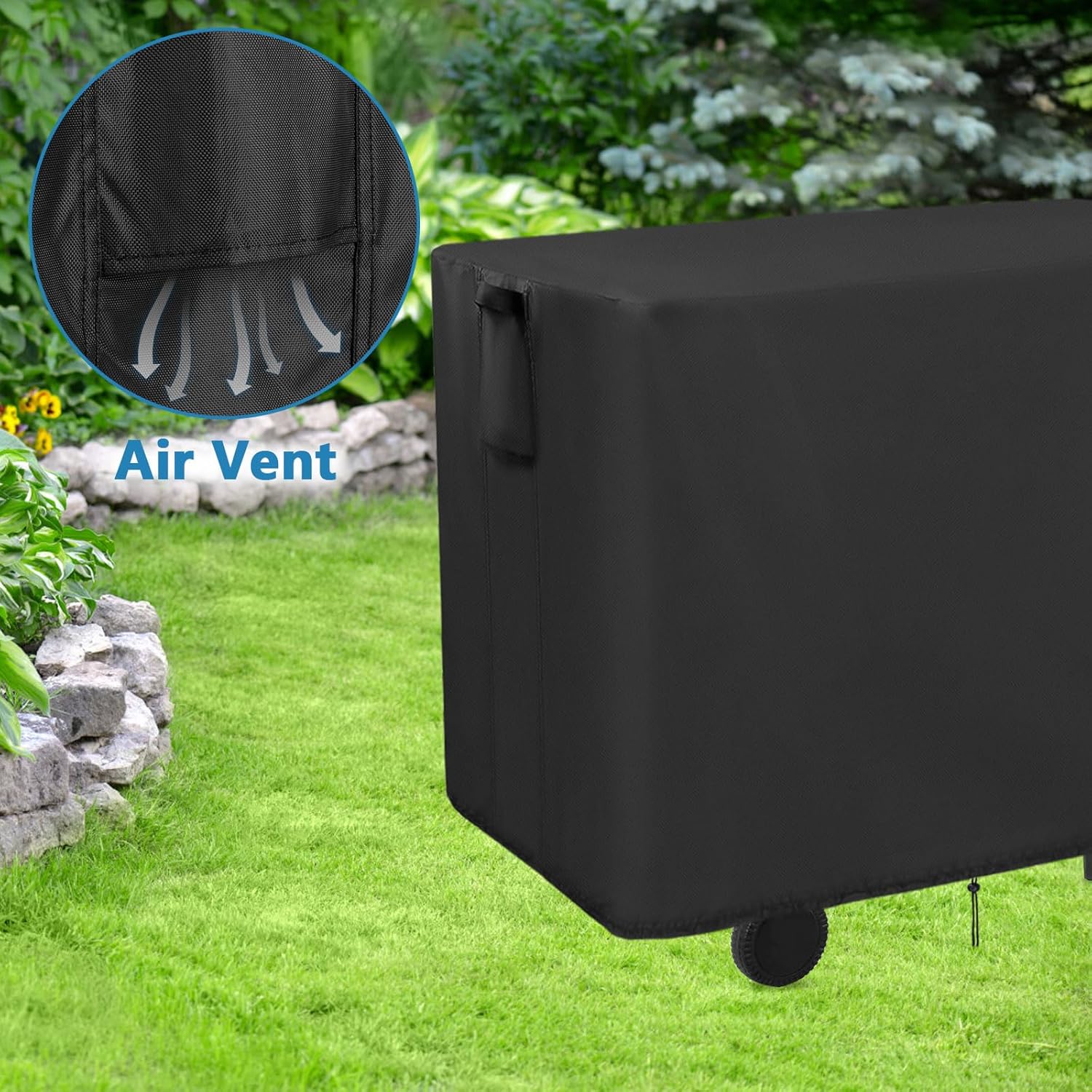 Fish Fryer Cover Compatible with Feasto Outdoor Propane Deep Fryer,420D Deep Fryer Cover with Waterproof Strip, 2 Buckles & Ventilation Opening,Black（46''D x 23''W x 36''H）