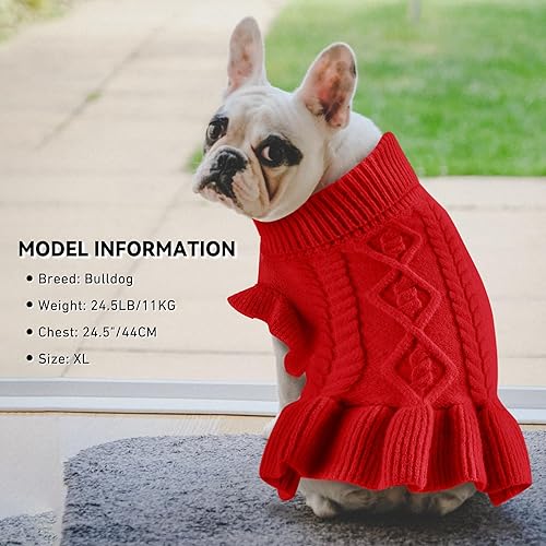 Miniatura 7 de ALAGIRLS Suéter grueso para perro grande, ropa suave de San Valentín, suéter de Navidad para mascotas para perro salchicha, Yorkie Pitbull, rojo, L