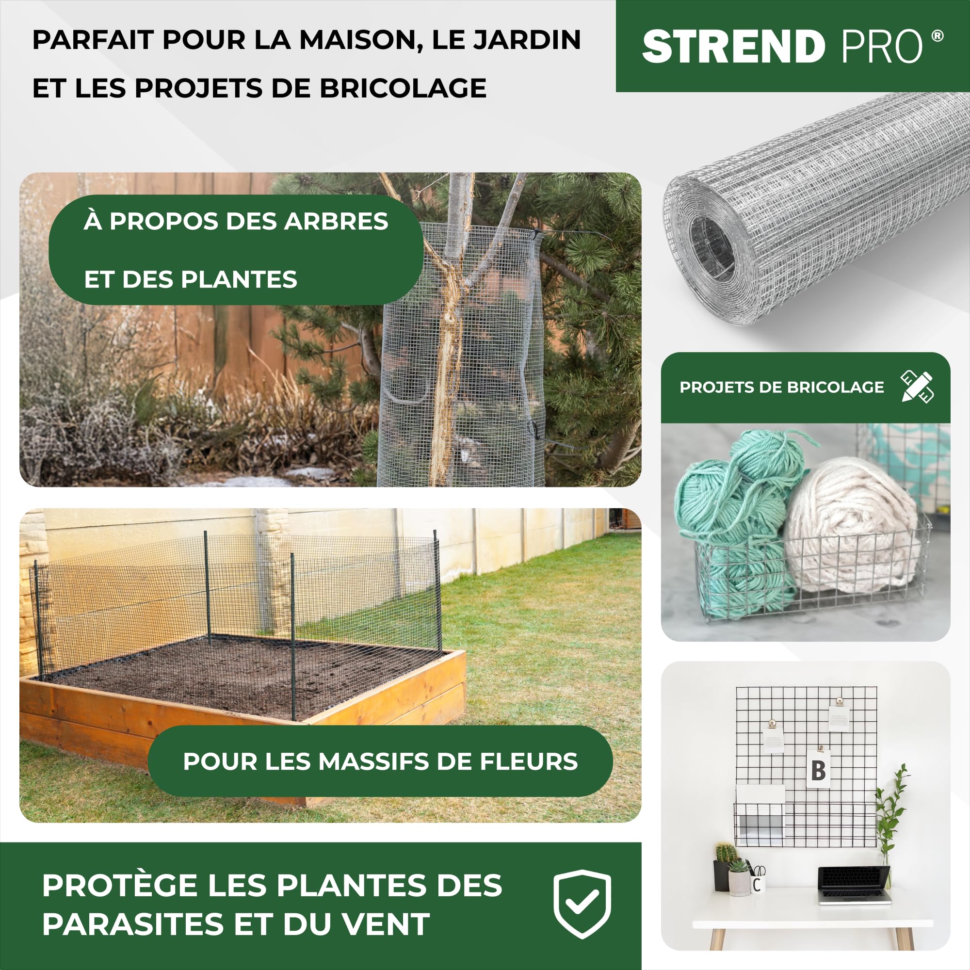 STREND PRO Grillage Métallique | Soudé - Galvanisé | 0.5 m x 10 m | 0,8 mm, 10x 10 mm | Grillage Anti-Campagnols, Lapins, Lièvres, Volières | Grillage Lapins, Poulailler
