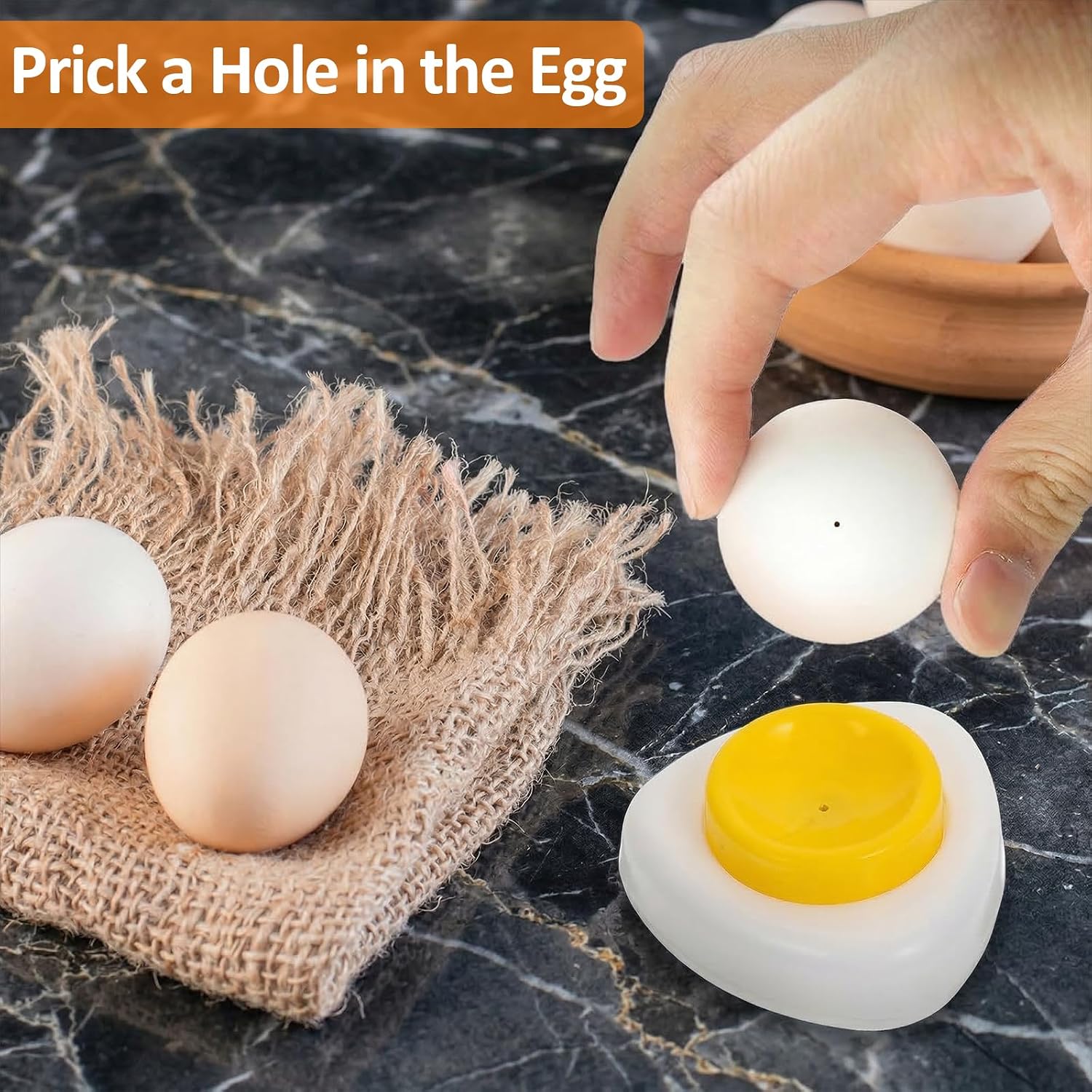 Grevosea 2 Pcs Egg Piercer for Raw Eggs, Egg Poker for Hard Boiled Eggs with Magnetic Base & Safety Lock Stainless Steel Pin Egg Hole Puncher for Home and Commercial Kitchen Use