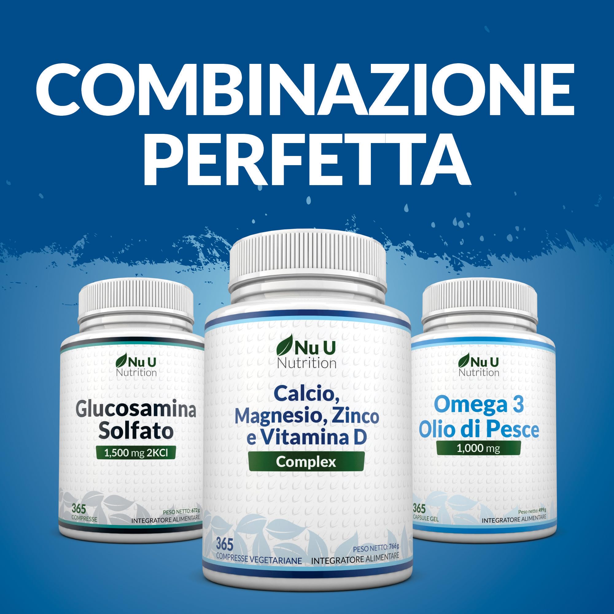 Calcio, Magnesio, Zinco e Vitamina D3 ad Alto Dosaggio - 365 Compresse Vegetariane - Complesso con Selenio, Rame, Manganese e Boro - 6 Mesi di Durata - Prodotto in Europa - Nu U Nutrition