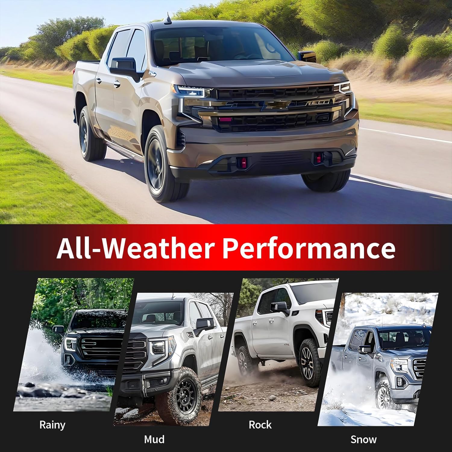 6PCS Mudguards for GMC Sierra 2019-2025 Accessories, Front & Rear Mud Flaps Custom for GMC Sierra 1500, Anti-Scratch All Weather GMC Fender Replacement Kit