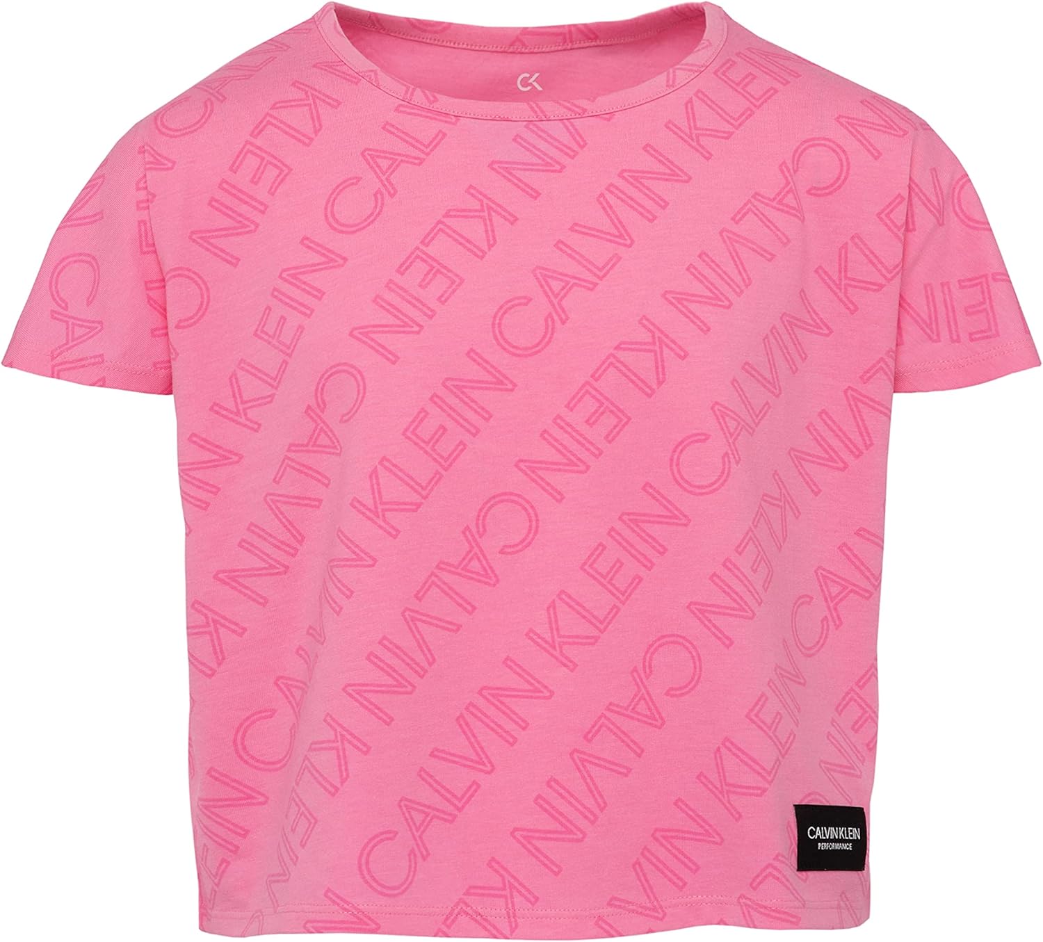 Calvin Klein Girls' Short Sleeve Active Legacy Logo T-Shirt 12-14 Pink Hi Shine