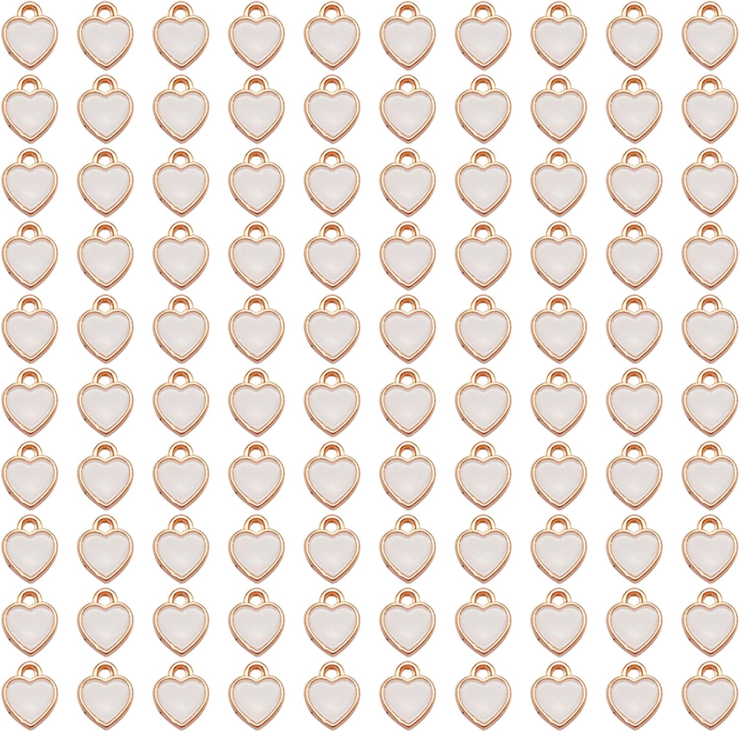 200 pcs Tiny Heart Enamel Charm Gold Plated Alloy Love Pendant Bracelet Earring Keychain Jewelry Crafts 6x8mm