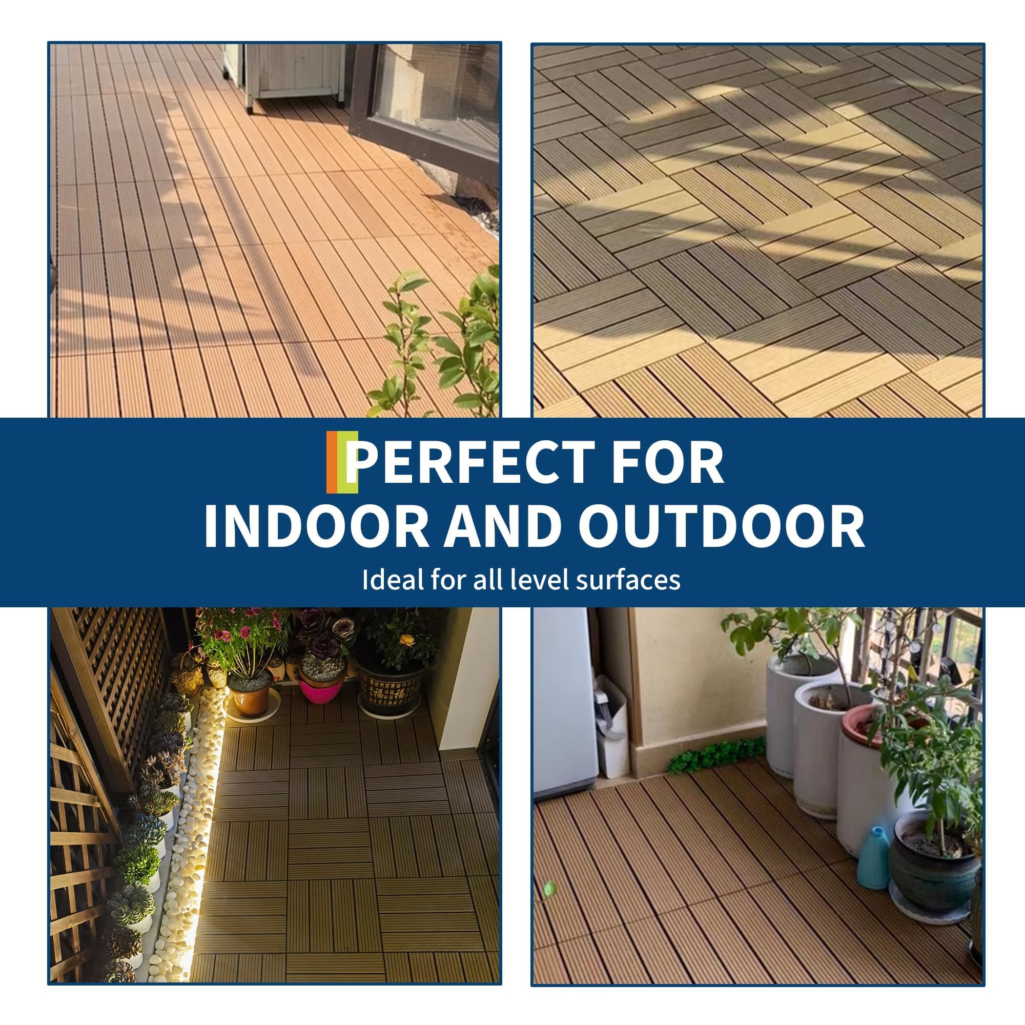 27 Stück WPC Terrassenfliesen 30x30cm Holzoptik Terrassendielen Fliese in Bodenbelag Mit Klicksystem, Holzfliesen Balkonfliesen Gartenfliesen Für Terrasse, Balkon & Garten