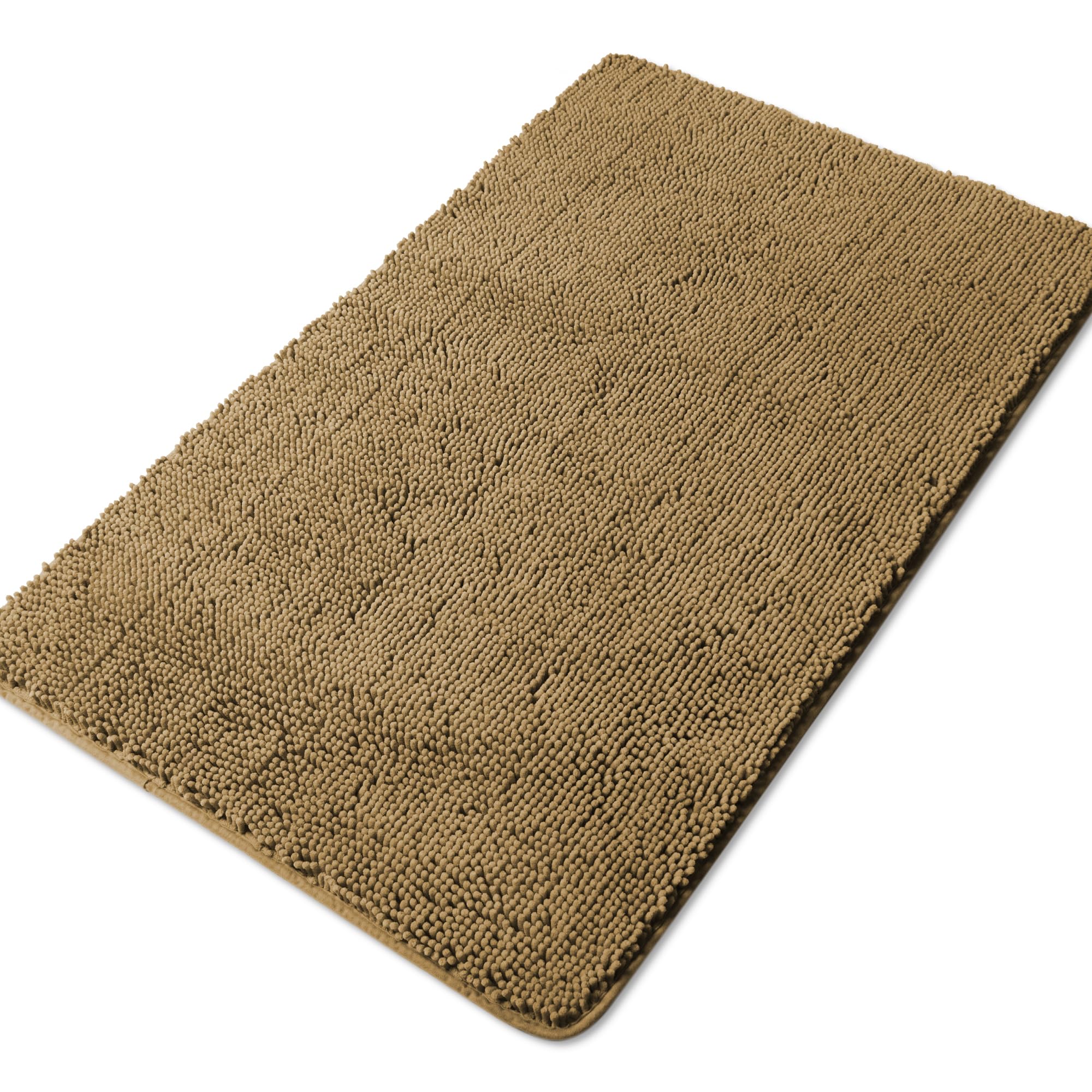 Yeaban Badezimmerläufer, 76,2 x 127,7 cm, dicker Chenille-Badteppich, saugfähig und waschbar, extra groß, rutschfest, weicher Läufer für Badezimmer, Dusche, Waschbecken, Hellbraun