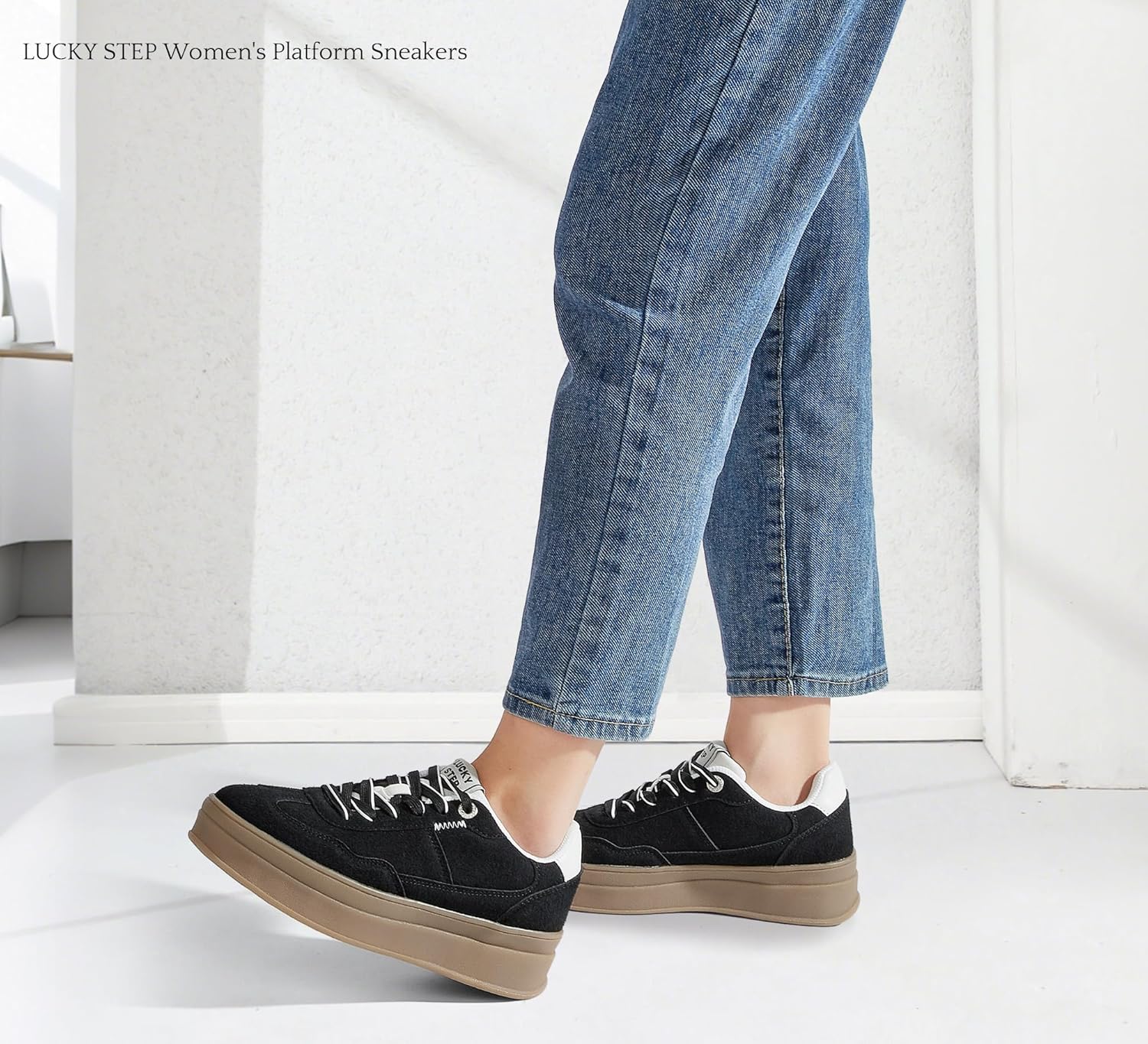 LUCKY STEP Women's Platform Sneakers Fashion Chunky Retro Walking Shoes Casual Comfortable Tennis Trainers - Image 2