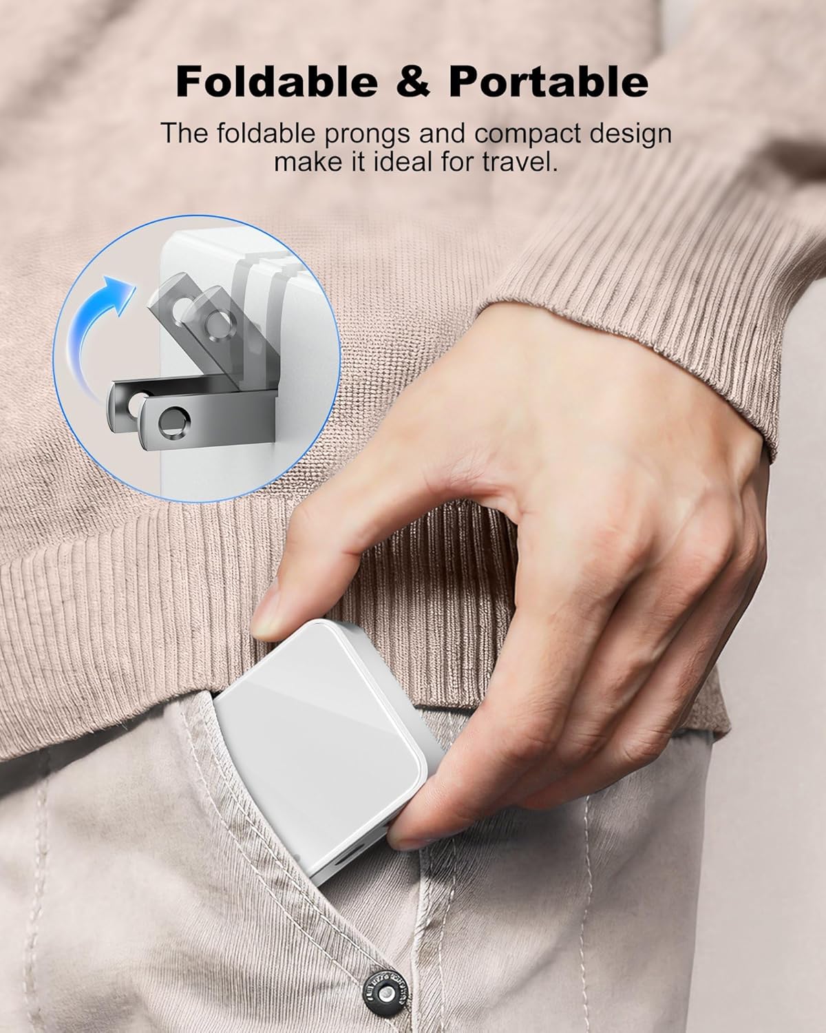 65W USB Wall Charger Block, 4-Port Thin GaN Flat USB C Wall Plug for Home Office & Travel, Fast Charging Brick Adapter for iPhone 17/16 Series, MacBook Pro/Air and More