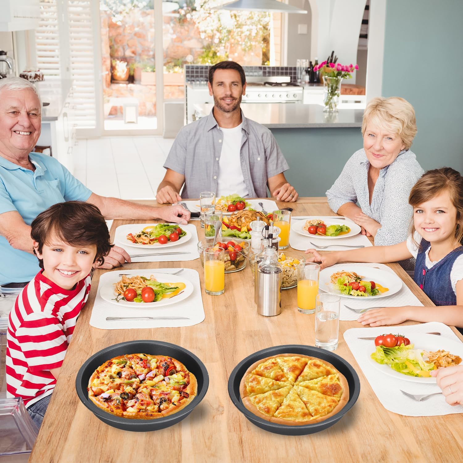 2Pcs 12 Inch Pizza Pan, Carbon Steel Non-Stick Deep Dish Baking Pan for Pizza, Pies, Cakes - Thickened Round Bakeware Sheet for Oven, Kitchen & Restaurant Use(12in) - Image 4