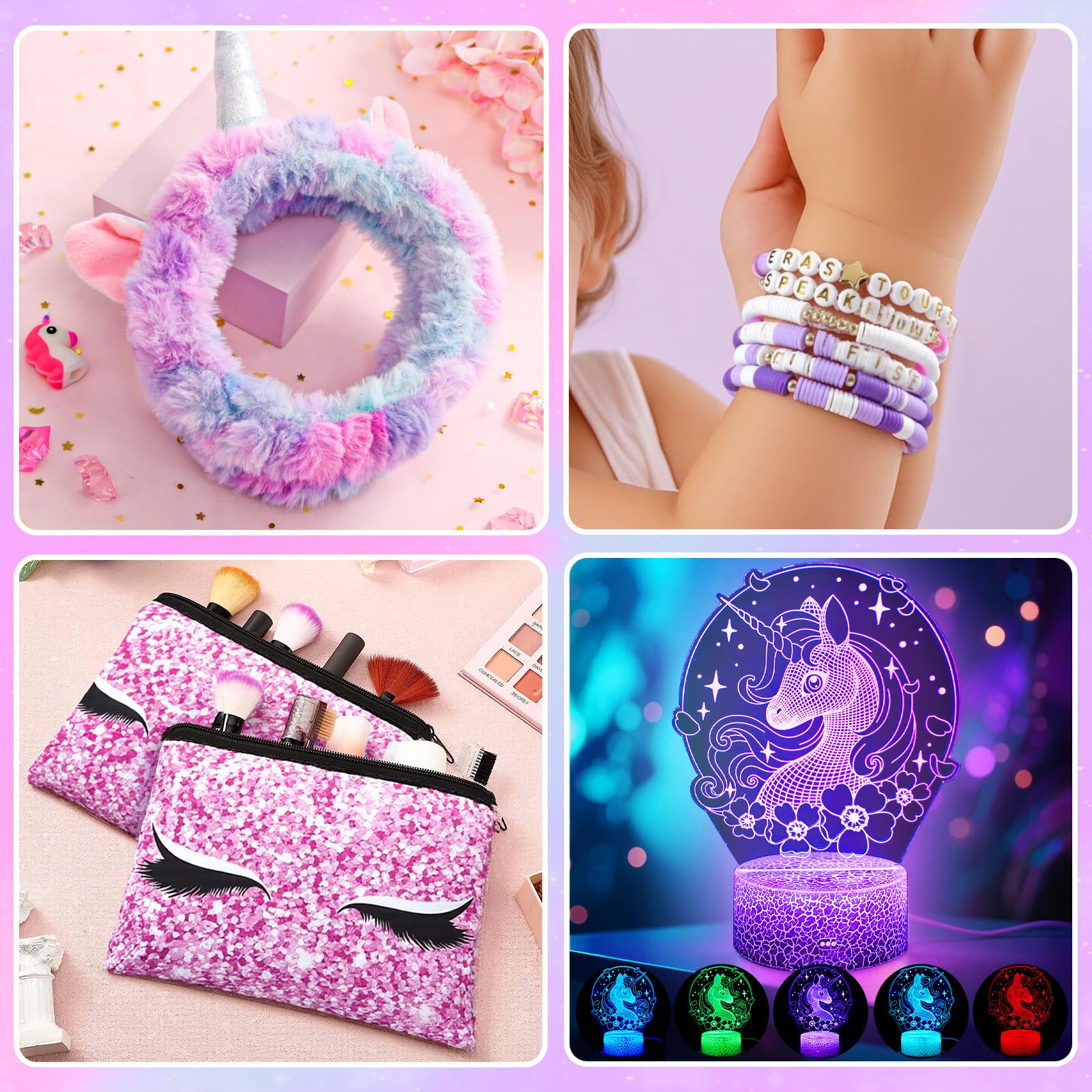 Set Regalo Unicorno 13 Pezzi Per Bambine - Karaoke, Coperta Luminescente, Luce Notturna, Bracciali E Fascia, Idea Compleanno