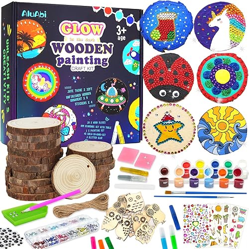 Kit de manualidades de pintura de madera para niños, brilla en la oscuridad, regalos de artes y manualidades para niños y niñas de 5 a 12 años, kits