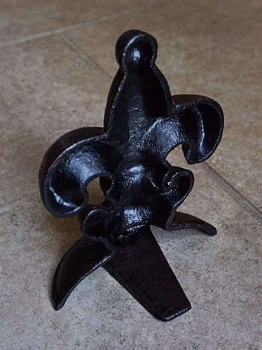 Vista 12 de Lulu Decor, Tope de puerta de flor de lis, hierro fundido, 2 libras, tope de puerta (blanco antiguo)