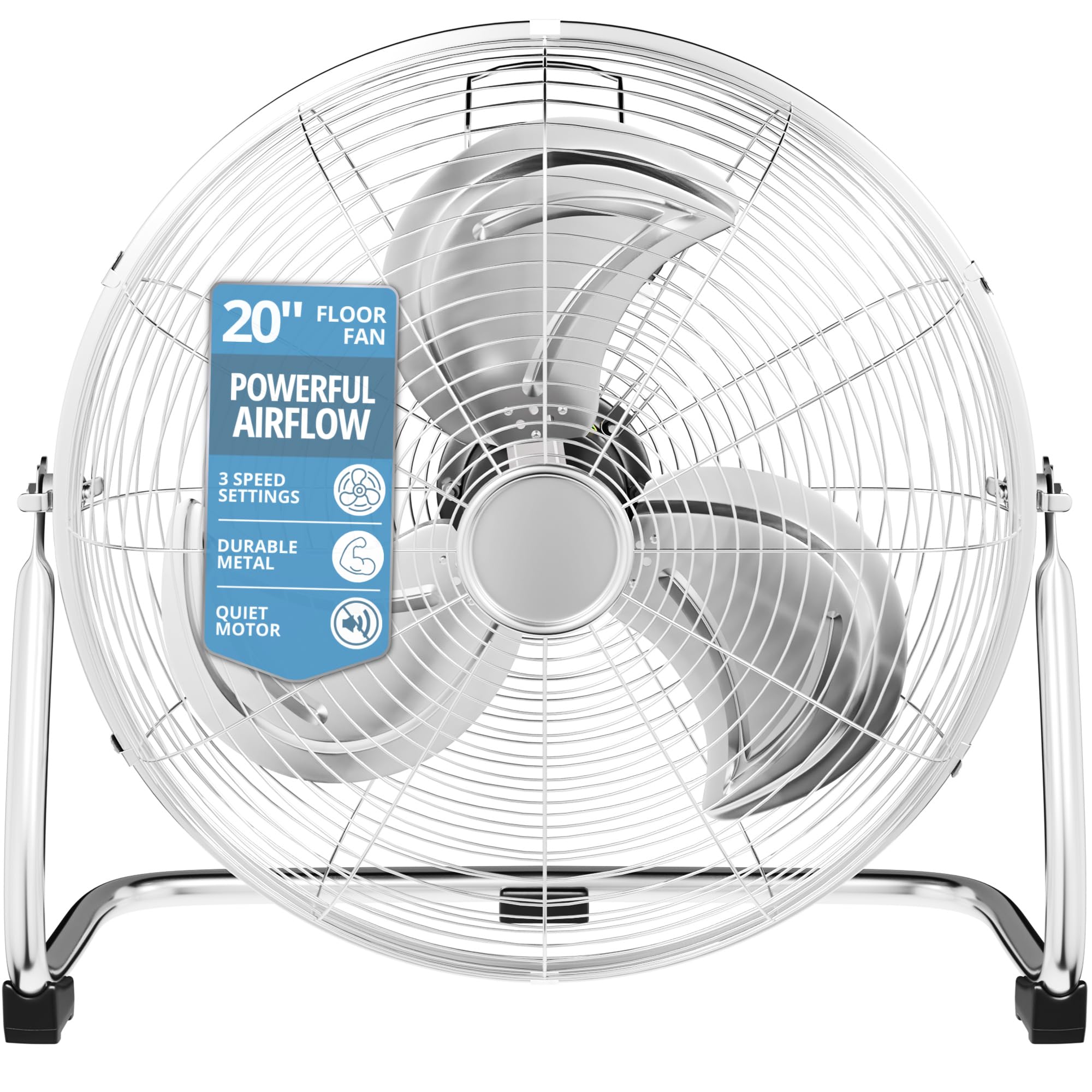 Dealberry High Velocity Floor Fan | 3 Speed 20 Inches Cooling Cold Air Circulation | Adjustable Tilting Electric Industrial Portable Standing Cooling Fan | For Home Gym Office Garage Outdoor Indoor