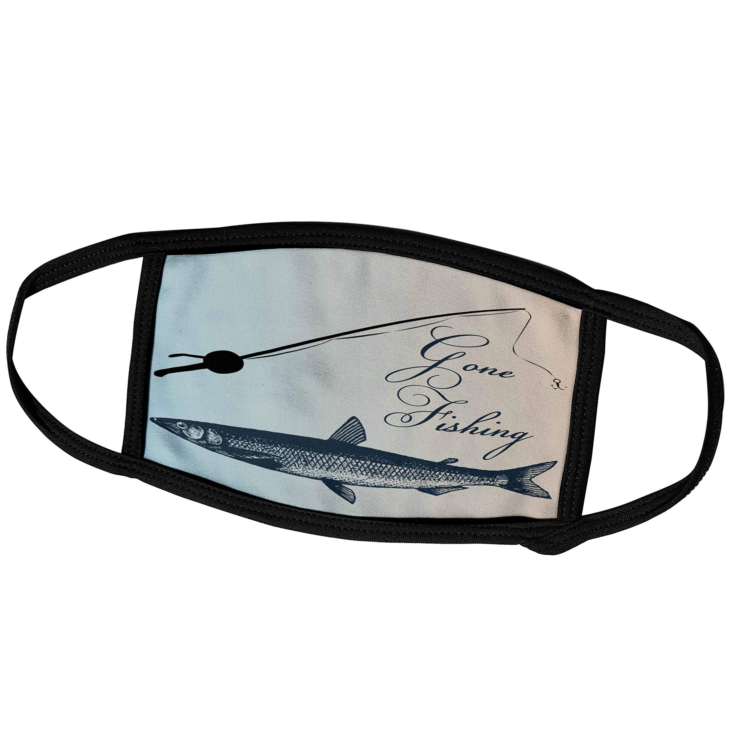 3dRose Gone Fishing Fish with Pole- Beach Theme Art - Face Mask, 7.25 by 4.7-inch (fm_99326_1)