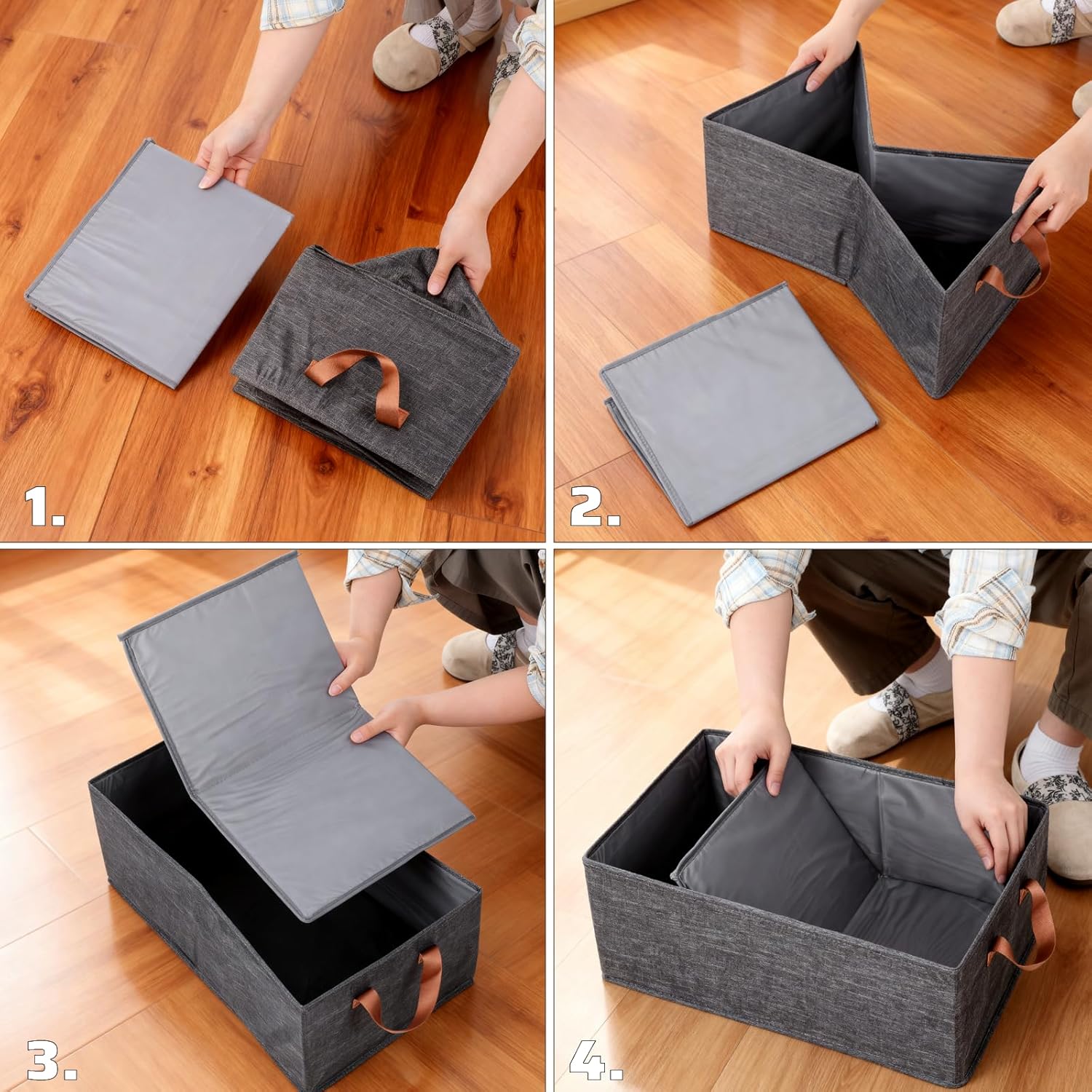6PCS Fabric Storage Cubes Organizer with Handles, 18.5 x 10.6 x 7.9 Foldable Large Capacity Closet Storage Bins Boxes Sturdy Shelves Basket for Clothing Sheets Toys Books DVD