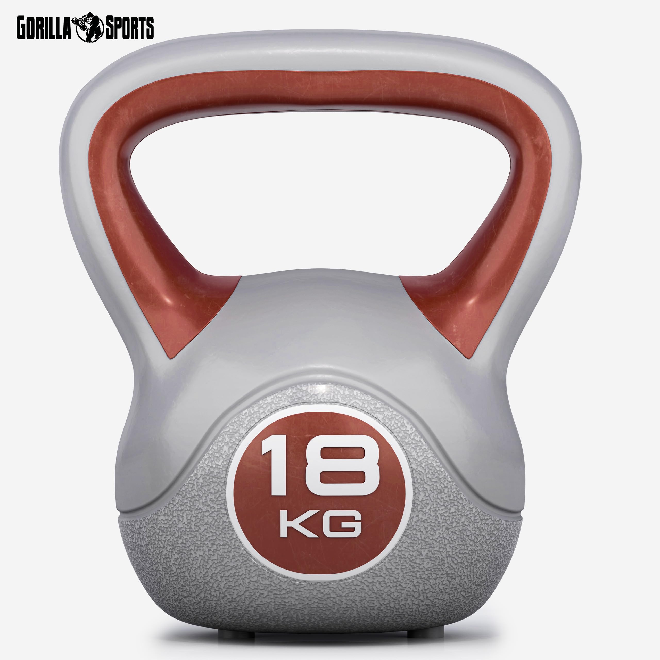 GORILLA SPORTS® Pesa Rusa - Kettlebell 2-20 kg, Revestimiento de Plástico, Antideslizante, Base Plana, Manejo Cómodo - Plastic Kettlebell, Pesas Gimnasio en Casa, Entrenamiento