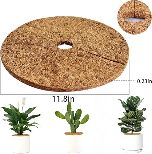 Miniatura 2 de ZeeDix 12 alfombrillas protectoras de fibra de coco, 11.8 pulgadas, cubierta de plantas, tapete de mantillo para malezas, anillo de mantillo de