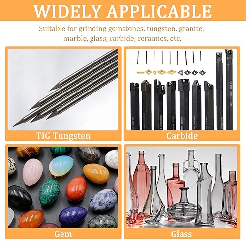 Miniatura 5 de Muela abrasiva de joyería lapidaria de diamante de 6 pulgadas, eje de 1 pulgada, para tungstenos TIG, gema, mármol, granito, vidrio, cerámica,