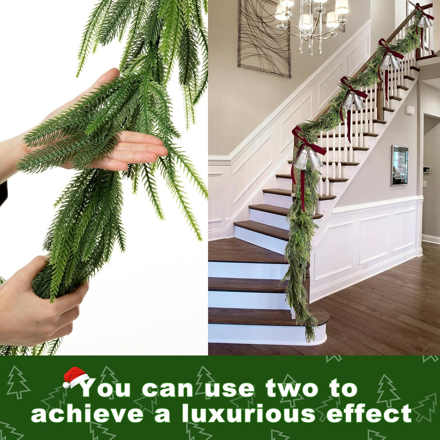 Norfolk Pine Garland, 6FT Soft-Touch Artificial Pine, Realistic Winter Garland for Mantle, Table, Fireplace, Wall Xmas Decor - Image 5