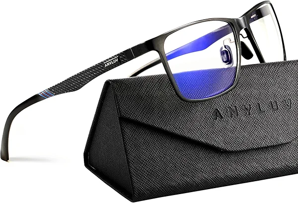 ANYLUV Blue Light Glasses Men/Women, Al-Mg Metal Computer Blue Light Blocking Glasses, Relieve Eyestrain and Eye Protection