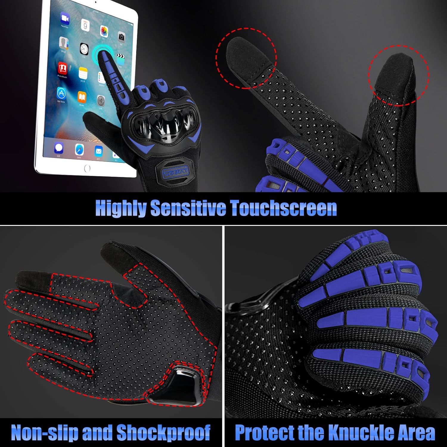 Motorcycle Gloves with Touchscreen Men and Women Racing Gloves for Motocross BMX ATV MTB Riding Cycling - Image 4