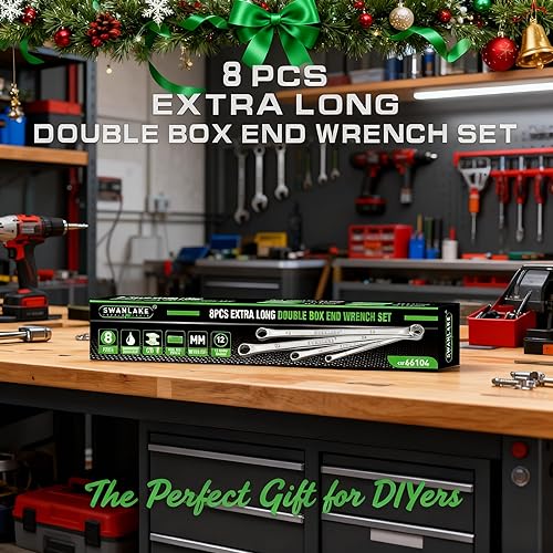 Miniatura 8 de SWANLAKE - Juego de 8 llaves de extremo de caja extra largas, CR-V, menos esfuerzo, llave métrica de aviación de 0.315 in a 0.945 in