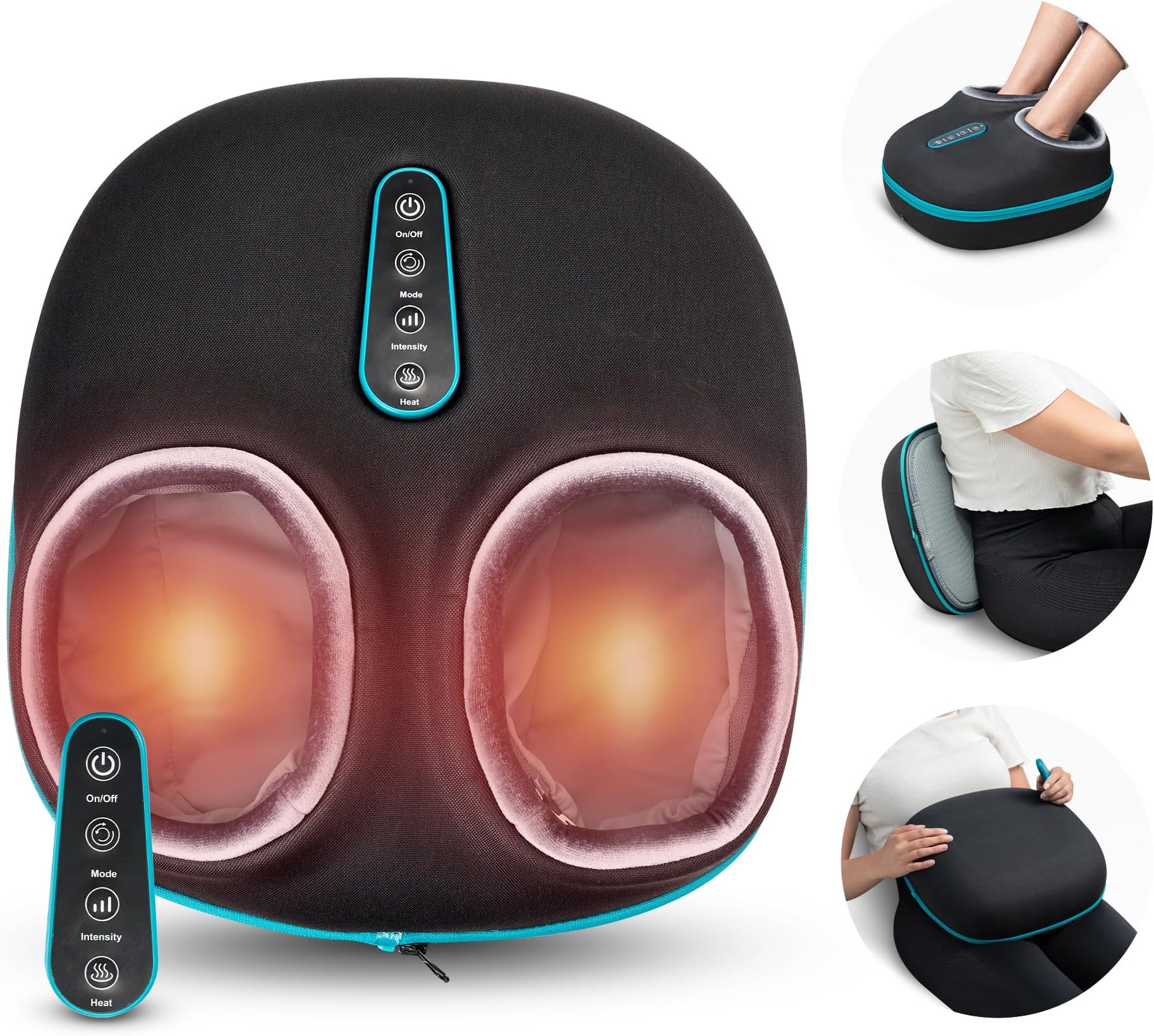 COMFIER Shiatsu Foot Massager With Heat, Electric Foot Massager With 3D Kneading Function, Wheels & Air Compression, 3 Intensity Levels For Tired