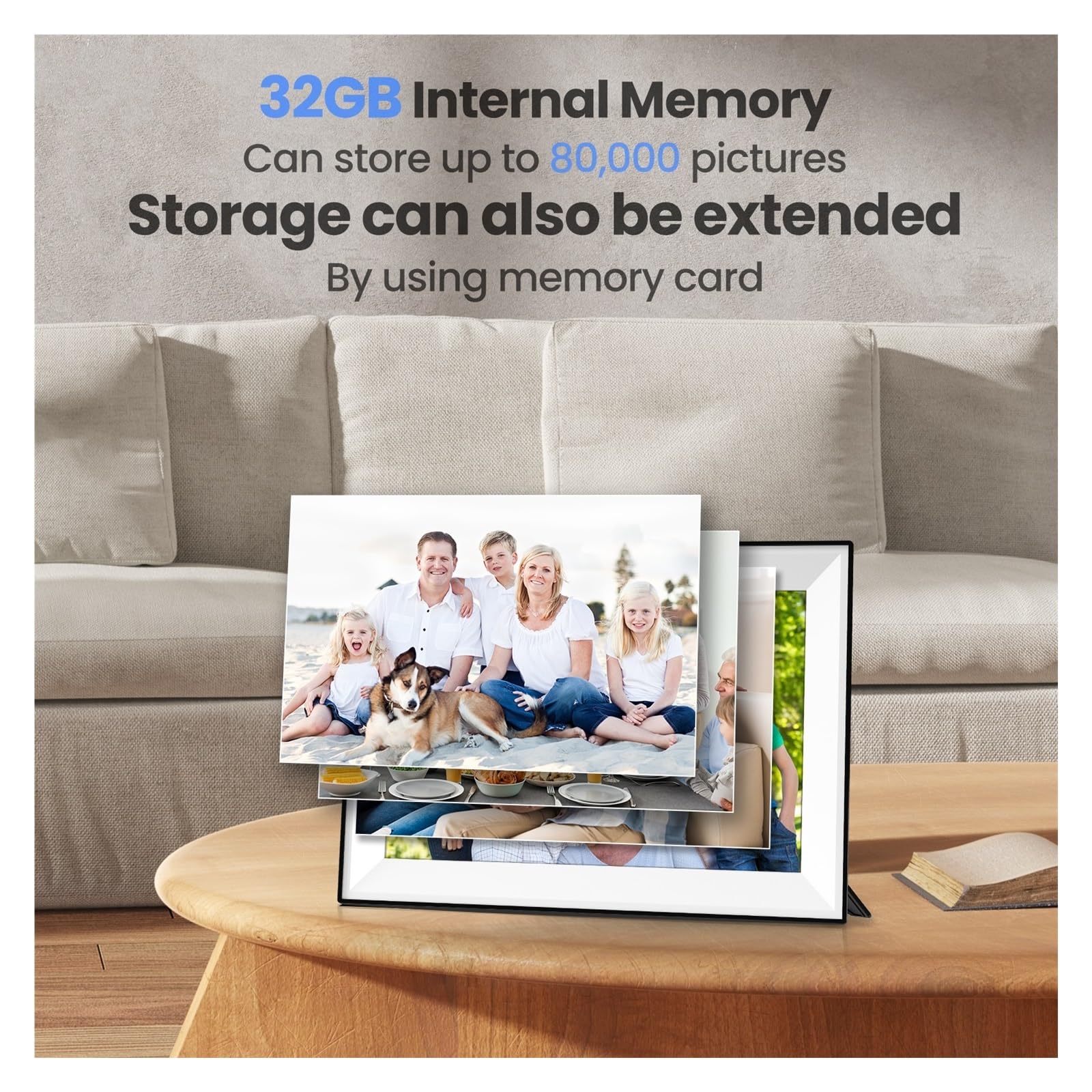 Cadre Photo Numérique 10,1 Pouces WiFi Album Électronique Intelligent Intégré 32 Go for Offrir Un Tactile Une ExpéRience Visuelle Exquise(64GB)