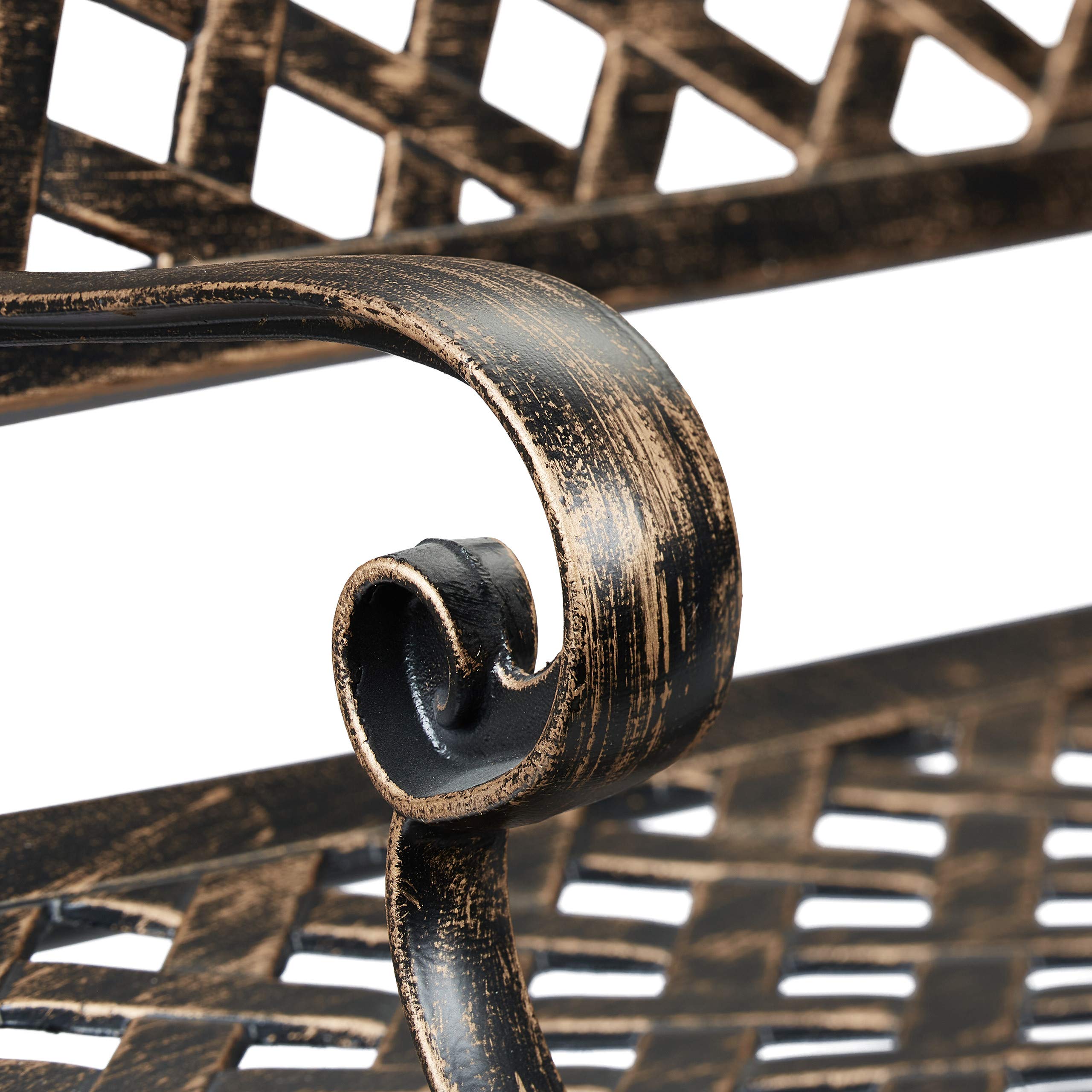 Relaxdays Panca da Giardino e Balcone, a 2 Posti, Design Antico, in Alluminio, Misure HLP: 82 x 102 x 60 cm, Nero-Bronzo