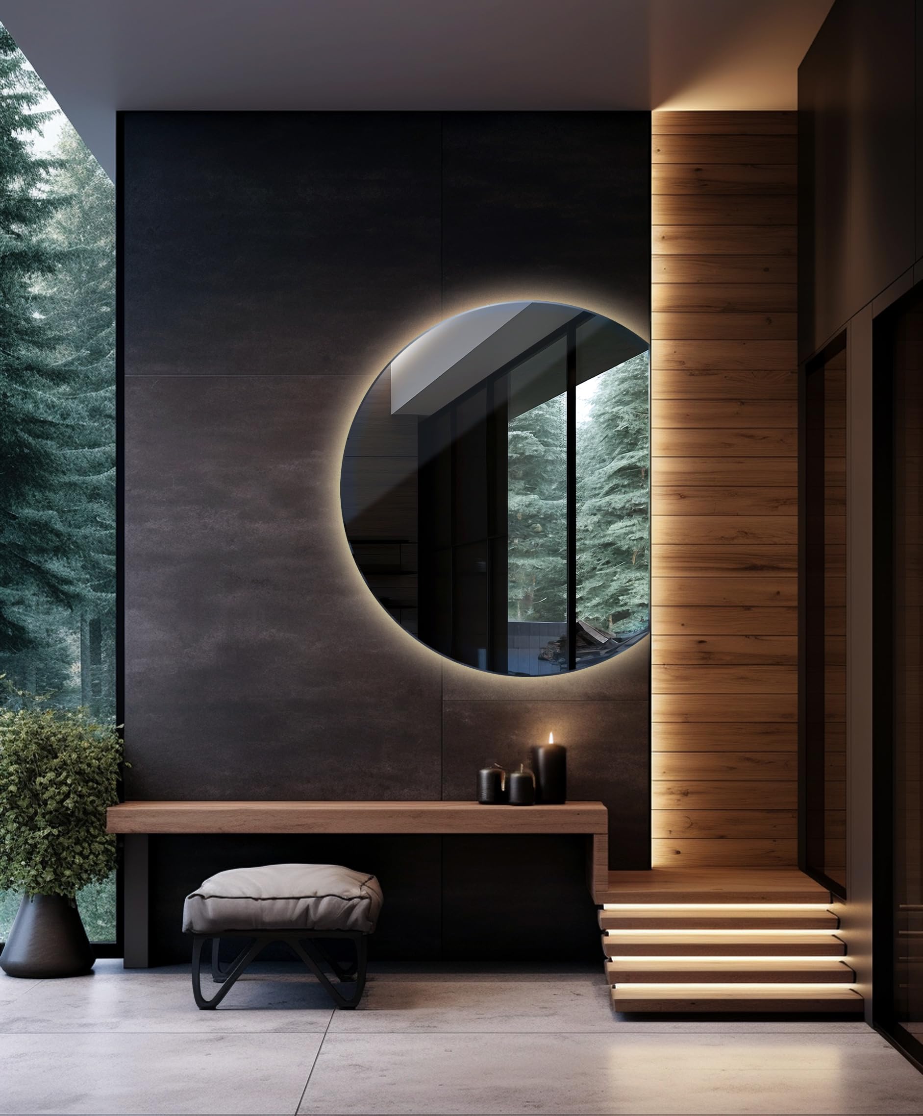 Tulup Specchio illuminato da bagno di tendenza 80 cm LED Luce neutra