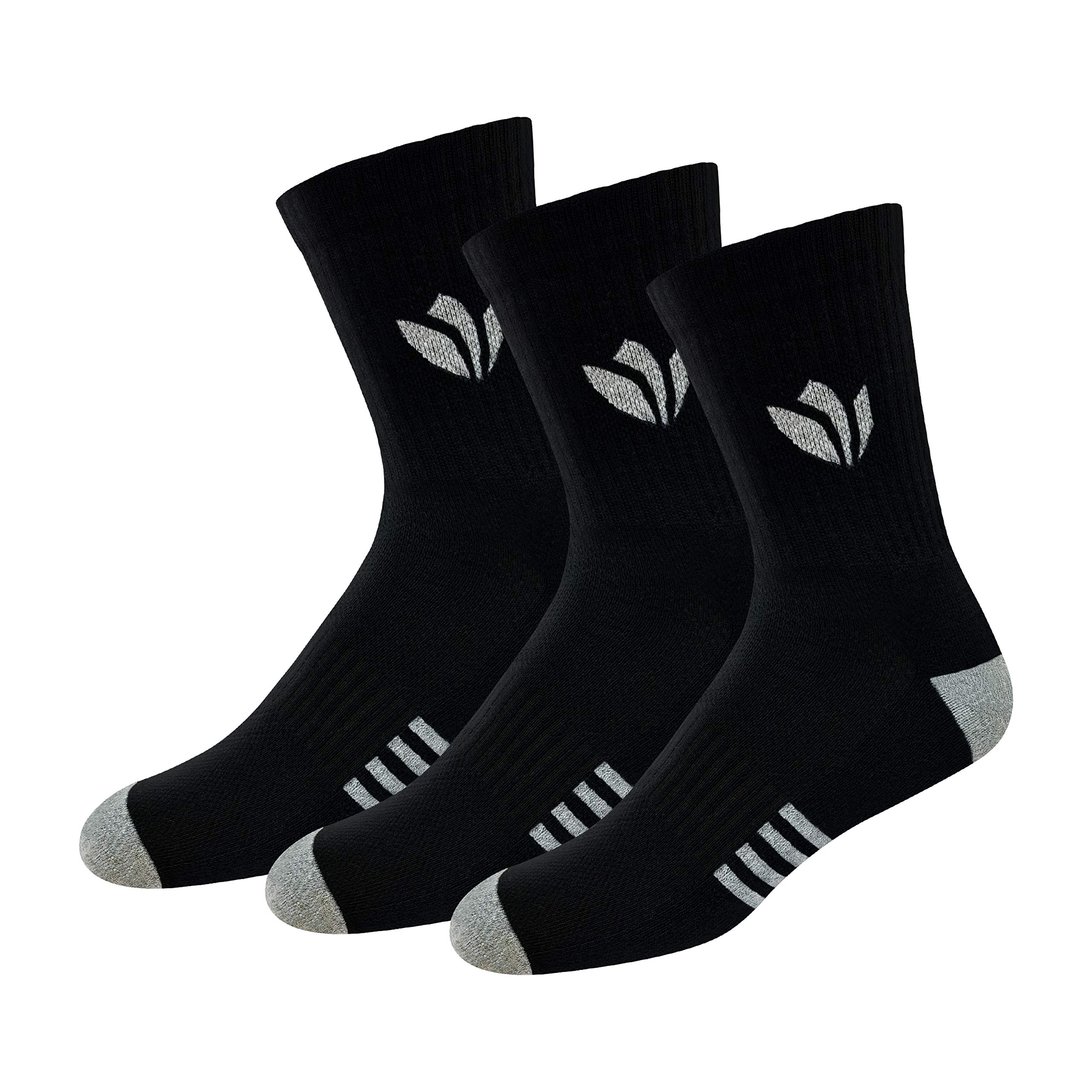 FRESH FEET Men's Cotton Crew Length Socks with All Day Cushion Comfort, Free Size, Pack of 3