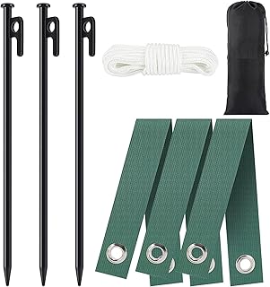 LATERN 8Pcs Tree Stake Kit, 3Pcs 30CM Heavy Duty Tree Stake with 3Pcs Tree Staking Straps and 10m Anchor Rope for Tree Stakes and Supports in Hurricane Protection & Bad Weather
