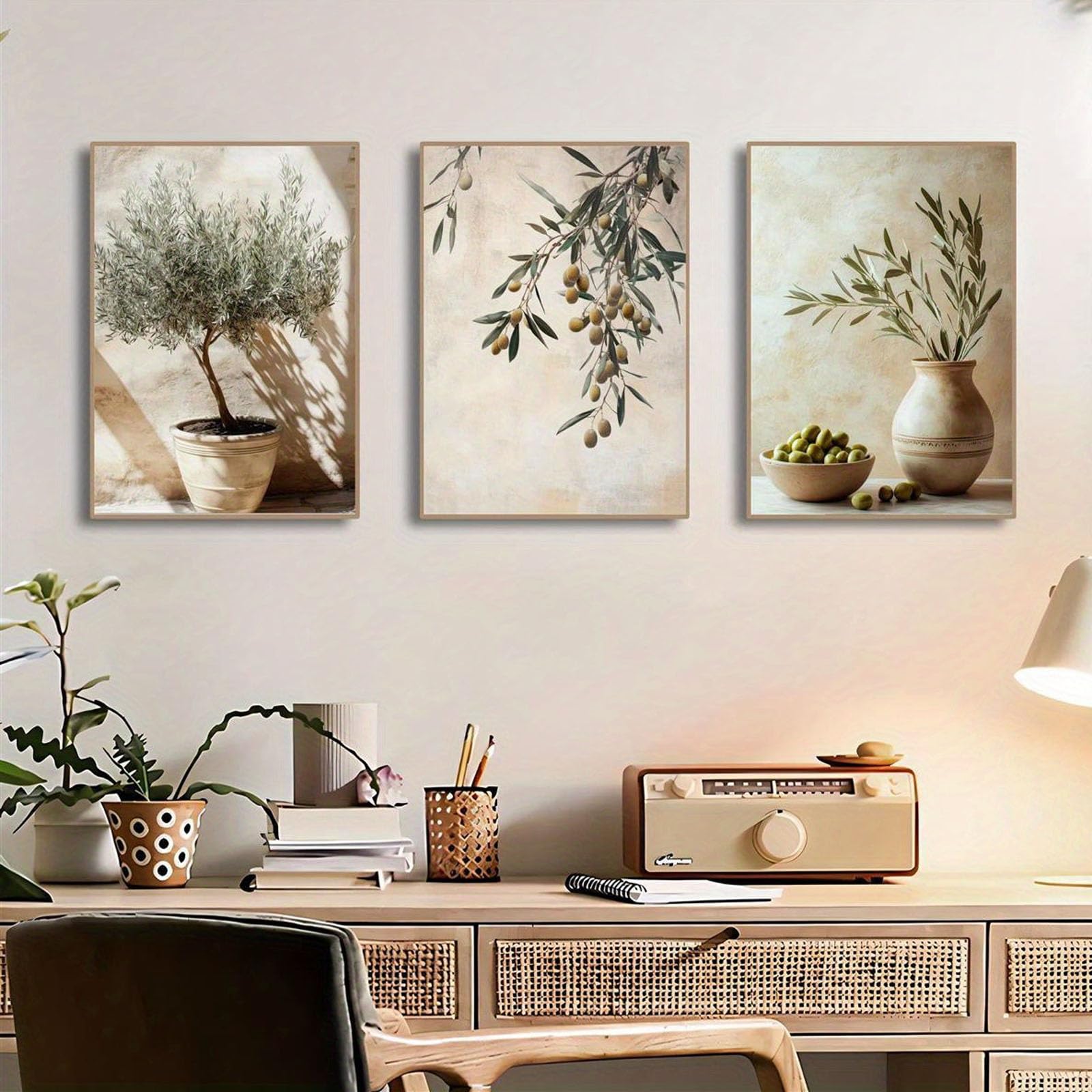 JORCEDI 3-piece Olive Tree Poster Set, Mediterranean Plant Pictures, Aesthetic Olive Tree Wall Art, Wall Decor for Living Room & Bedroom, without Frame (40 * 50cm)