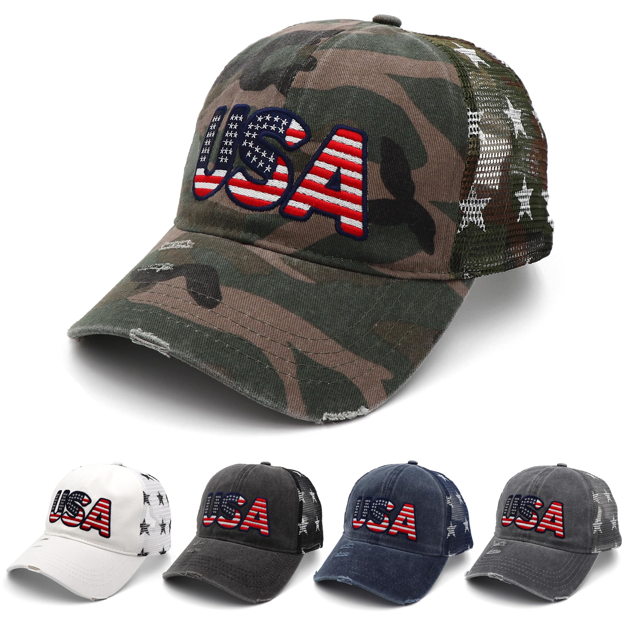4th of July 250 Anniversary American Flag USA Trucker Hat
