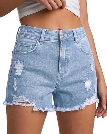 Utyful Jean Shorts for Women High Waisted Trendy 2026 Ripped Distressed Casual Summer Jorts Stretchy Denim Cutoff Shorts