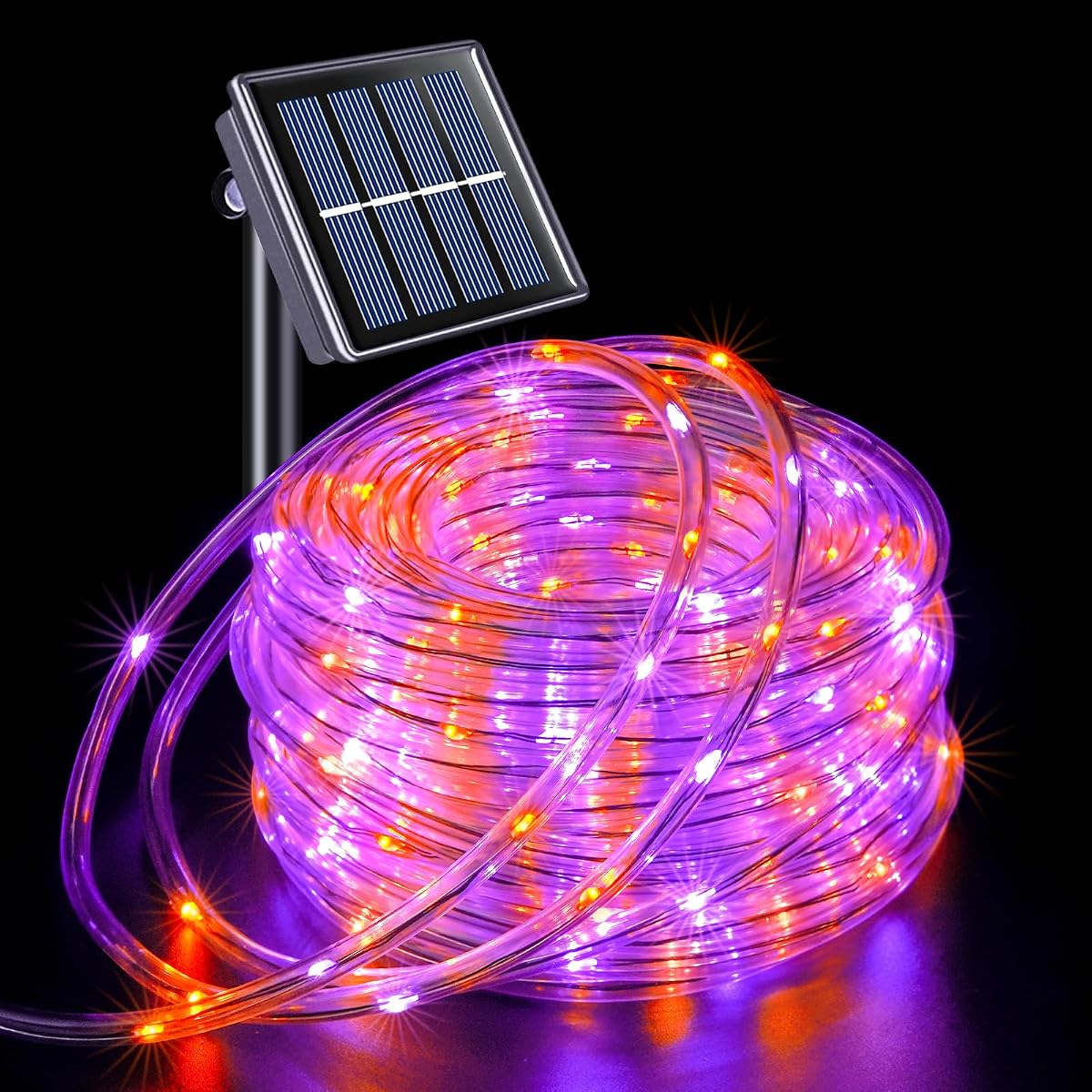 Jmexsuss Orange Purple Halloween Solar Lights 66 Ft 200 Led Purple Rope Lights