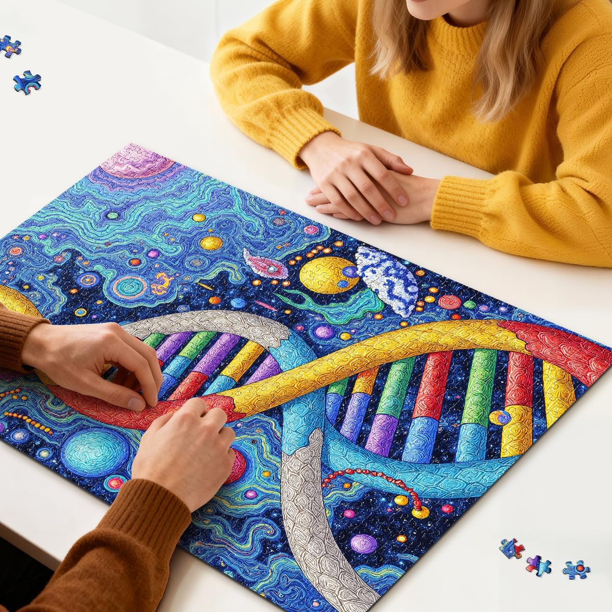 ROSE RAIN Premium 500 Pieces Jigsaw Puzzles for Adults with Letters on Back Dust-Free Thick HD Board DNA Helix Puzzle, Colorful Abstract Galaxy Space Science Art Educational Stress Relief Unique Gift
