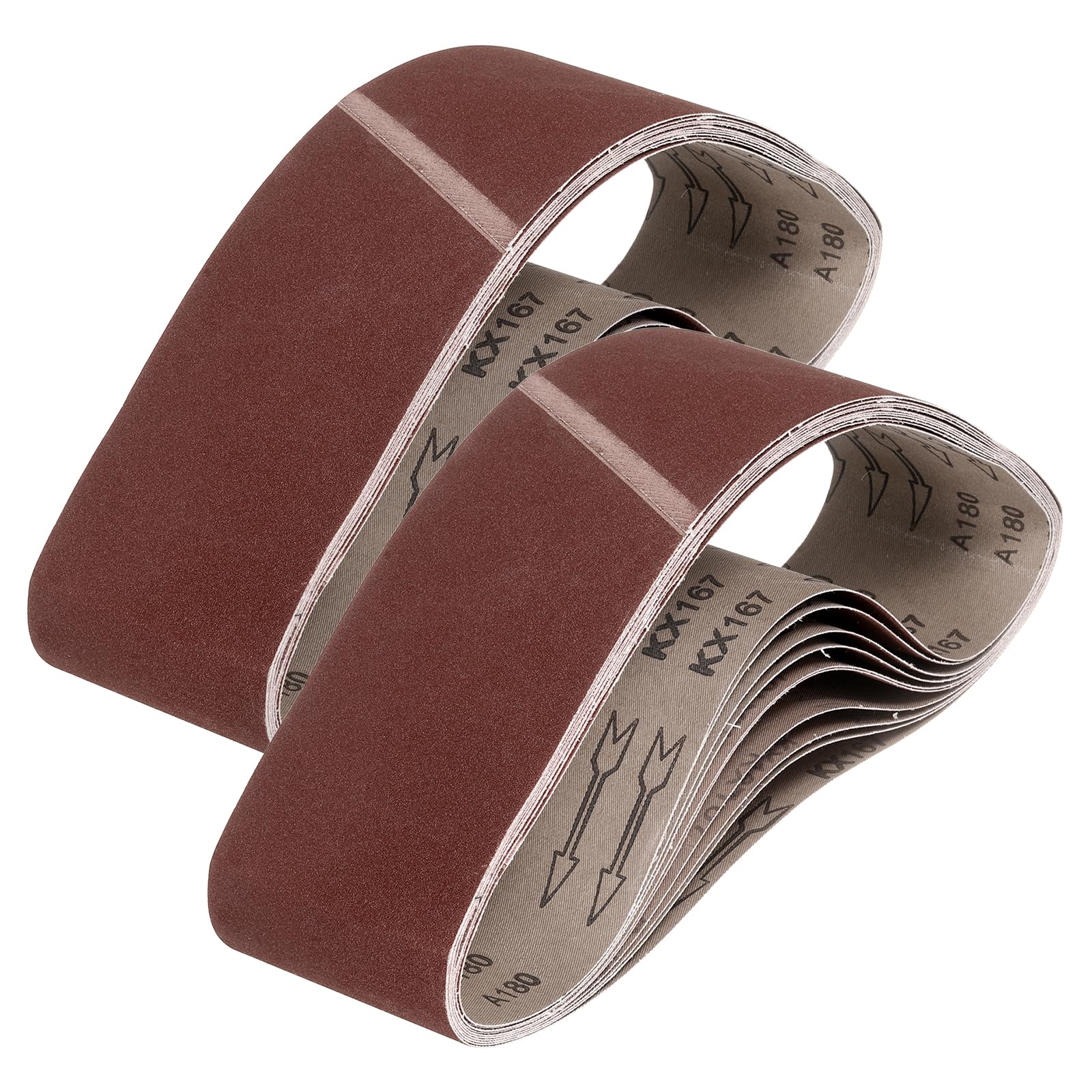 sourcing map 152mm x 1220mm Sanding Belts, 80 Pcs 180 Grits Aluminum Oxide Abrasive Belt Sander File Belt for Woodworking, Metal Polishing, Knife Sharpener