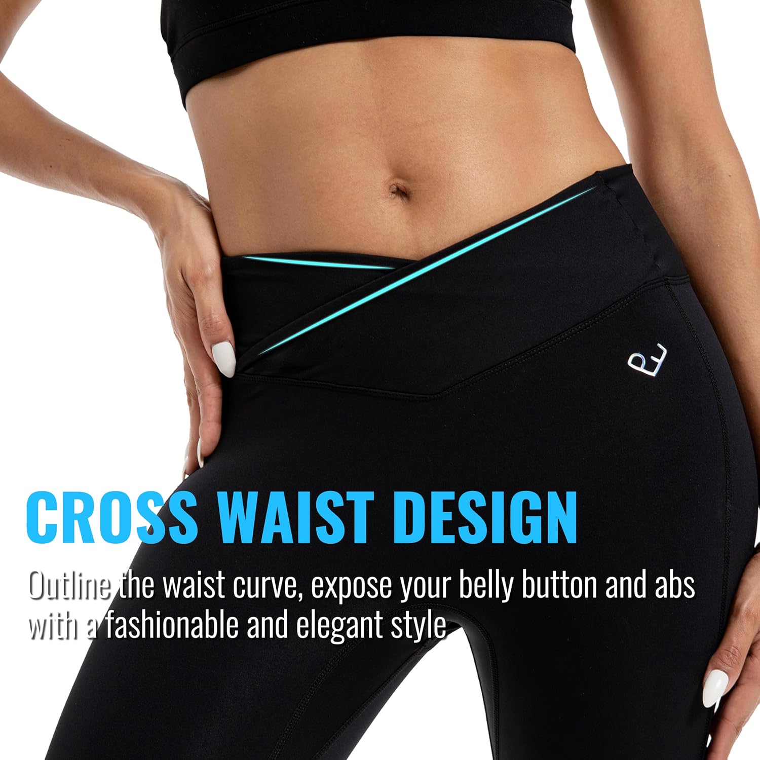 Crossover Workout Leggings for Women, Tummy Control V Cross Waist Yoga Pants, No Front Seam Activewear Leggings - Image 2