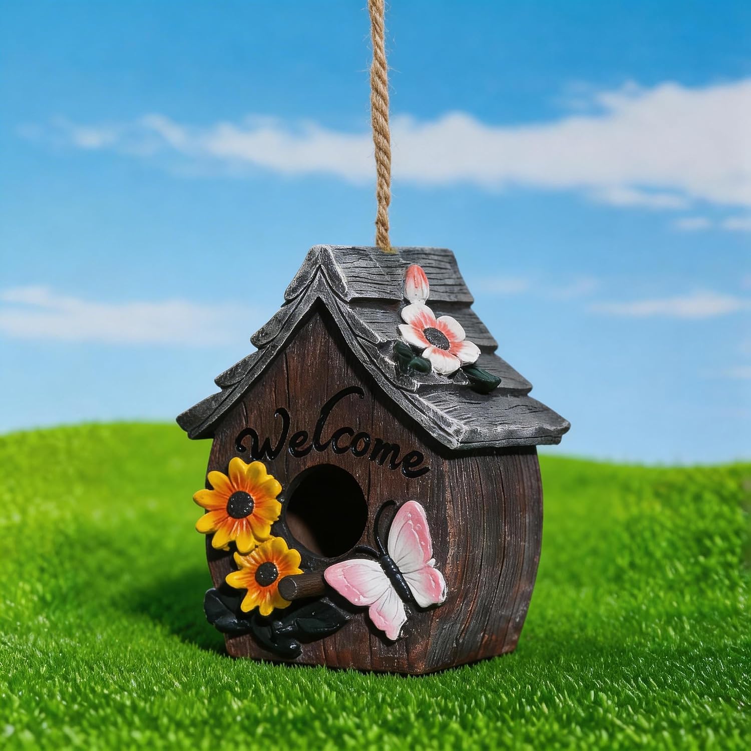 Bird Houses for Outside Resin Bird House Room Garden Courtyard Backyard Decor Handmade House