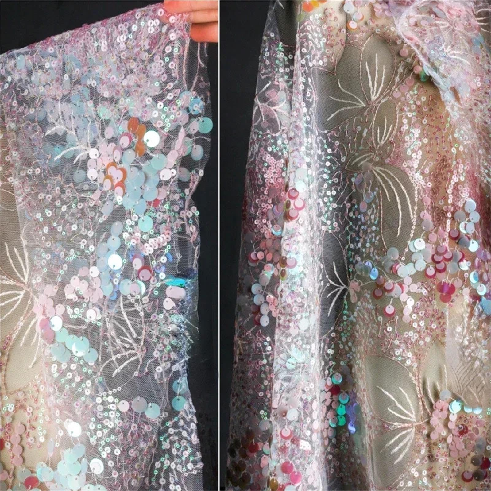 Tela De Organza Malla Lentejuelas Creativa
