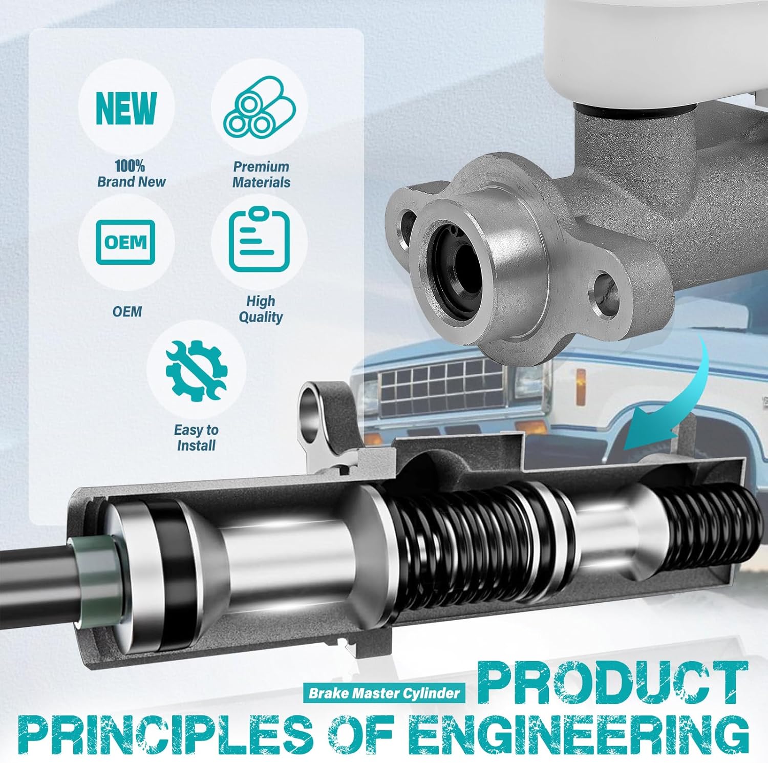 M39567 Brake Master Cylinder with Reservoir and Sensor Fit for Ford Ranger 1986-1990, Bronco II 1986-1990, Replace# E6TZ2140A, E6TZ-2140-A