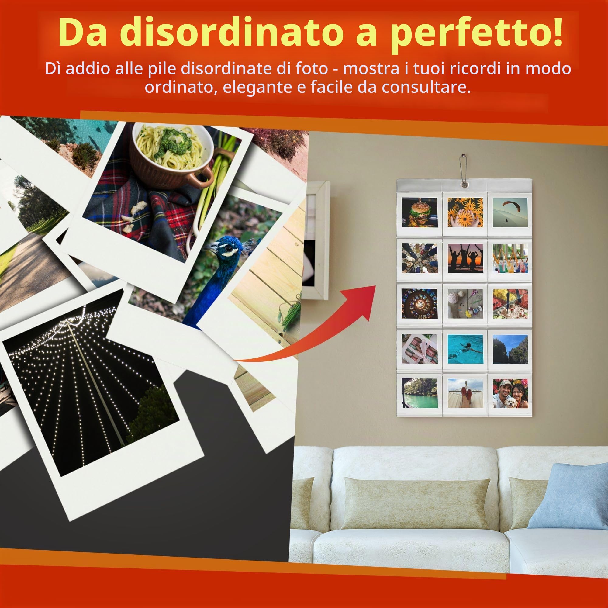 Set di 64 pellicole fotografiche a colori per fotocamera istantanea con Polaroid Go Film e album fotografico Clikoze Wall