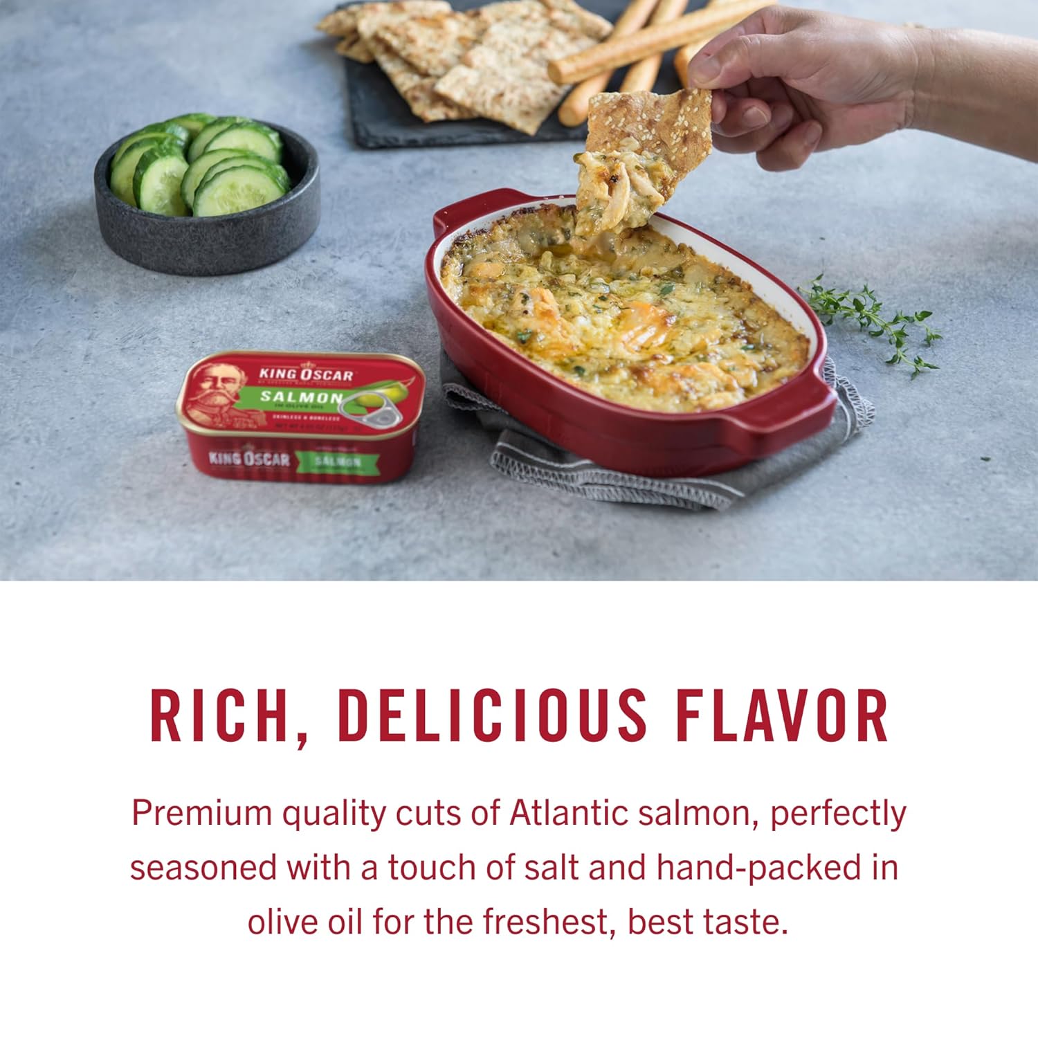 King Oscar Premium Salmon in Olive Oil, 4.05-Ounce Cans (Pack of 12, Packaging May Vary), Skinless & Boneless Salmon