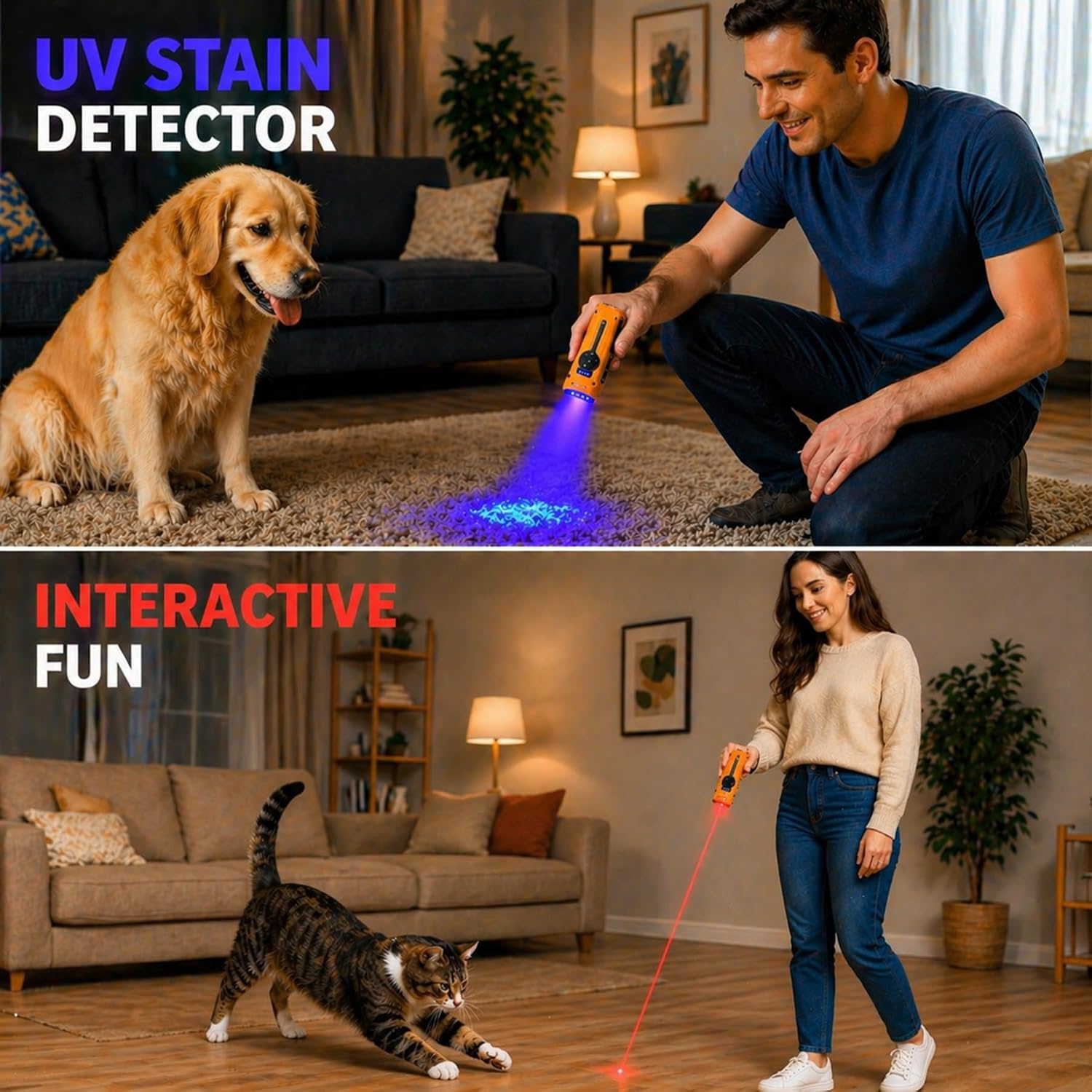 HAUSBELL Flat EDC Flashlight 1800 High Lumens, Stainless Steel Rechargeable Pocket Light with UV Blacklight, Red Light for Cats, Arrow-Shaped RGB Beacon, Magnetic Work Light, USB-C Stepless Dimming