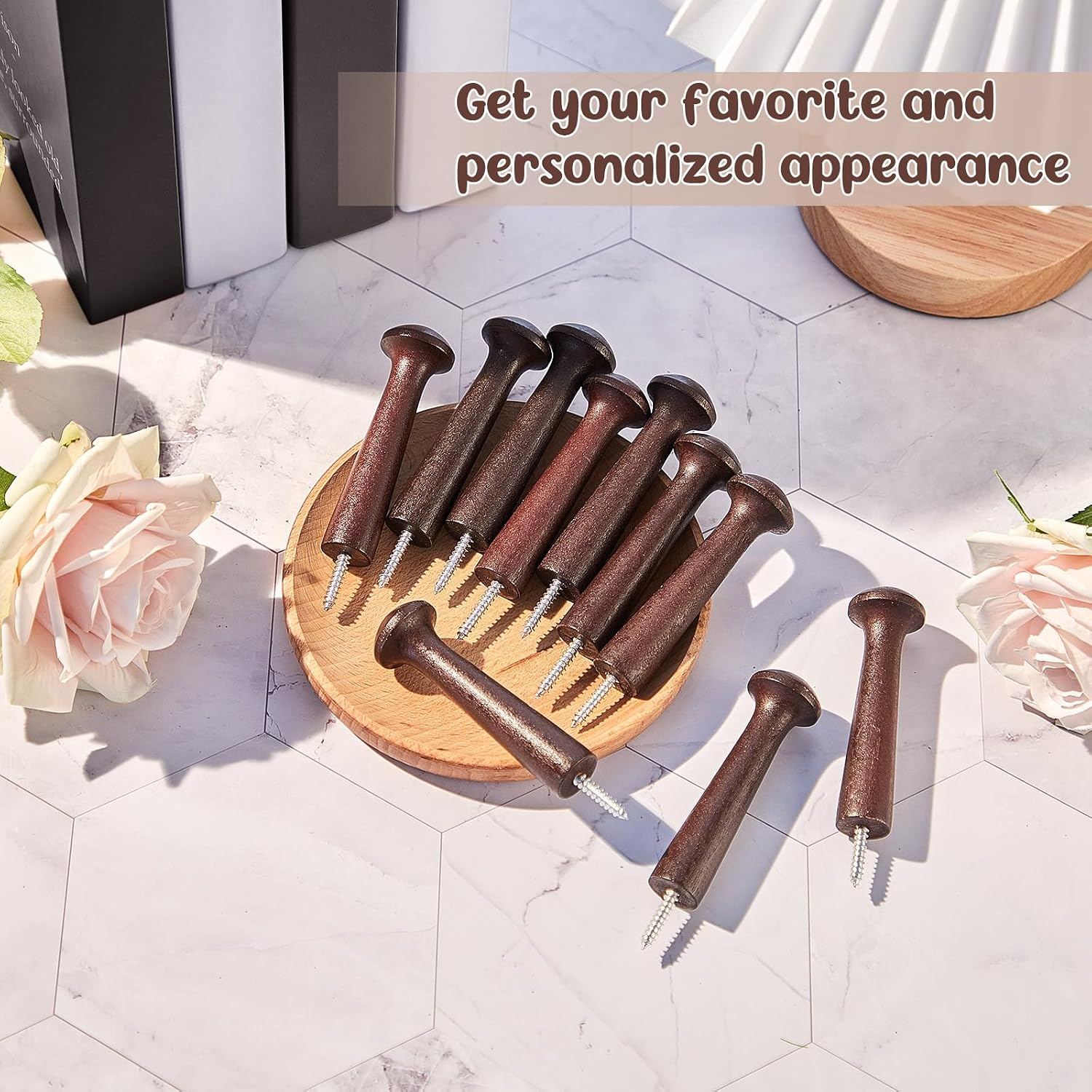 20 Pieces Wooden Shaker Peg Screw-on Pegs 3.62 Inch Long Unfinished Wood Shaker Racks for Hanging Clothes Hats Towel and More DIY Paint Color (Dark Brown)