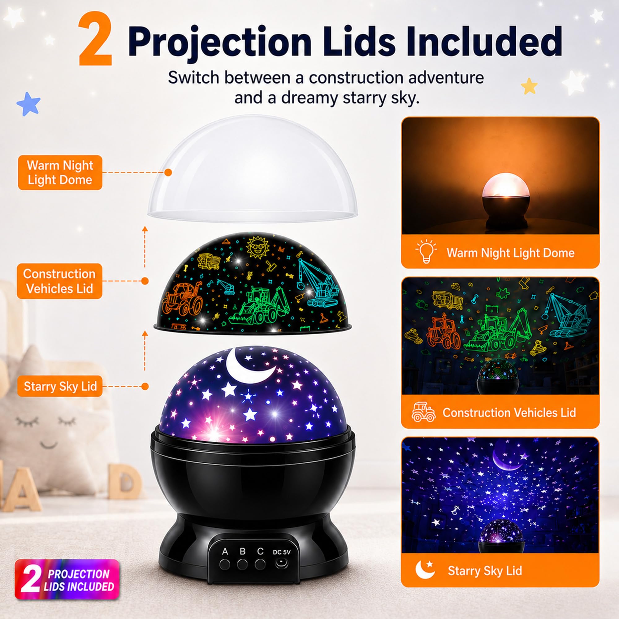 MOKOQI Proyector de Halloween con luces LED para decoración de fiestas en interiores, rotación de 360 grados, proyector de luz nocturna, juguetes para niños, regalos para niños de 5 a 8 años